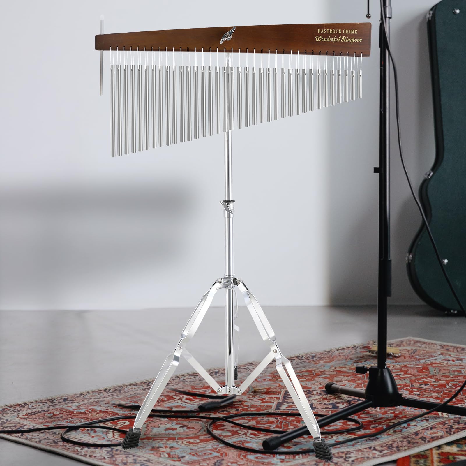 EASTROCK 36 Note Chimes Slant Style Bar Height-Adjustable Stand Silver