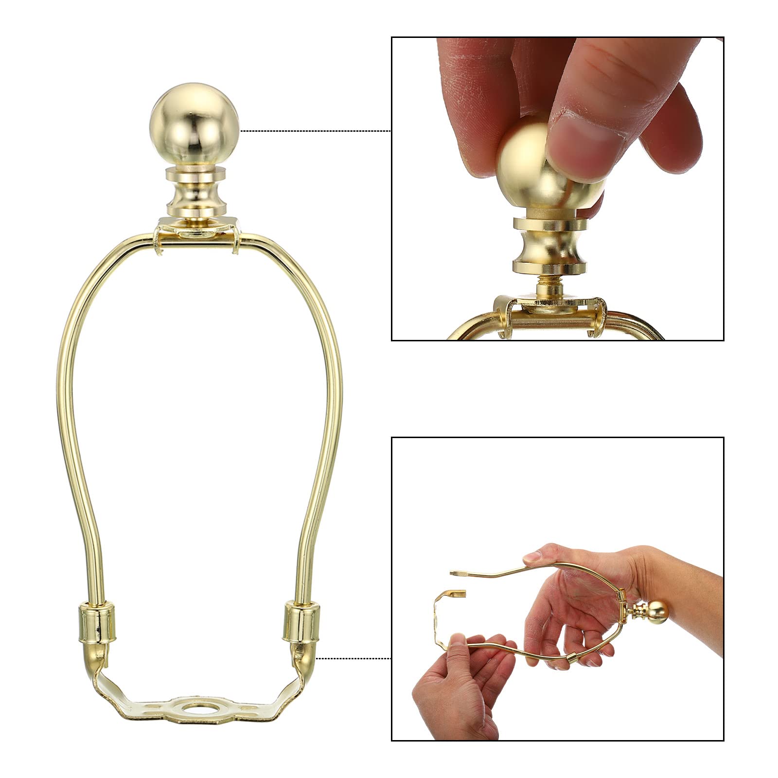 PATIKIL 5.5 Inch Lamp Harp Kit with Finial, 1 Set Detachable Shade Bracket Holder, DIY Lighting Accessories for Table Floor Lamps, Gold Tone