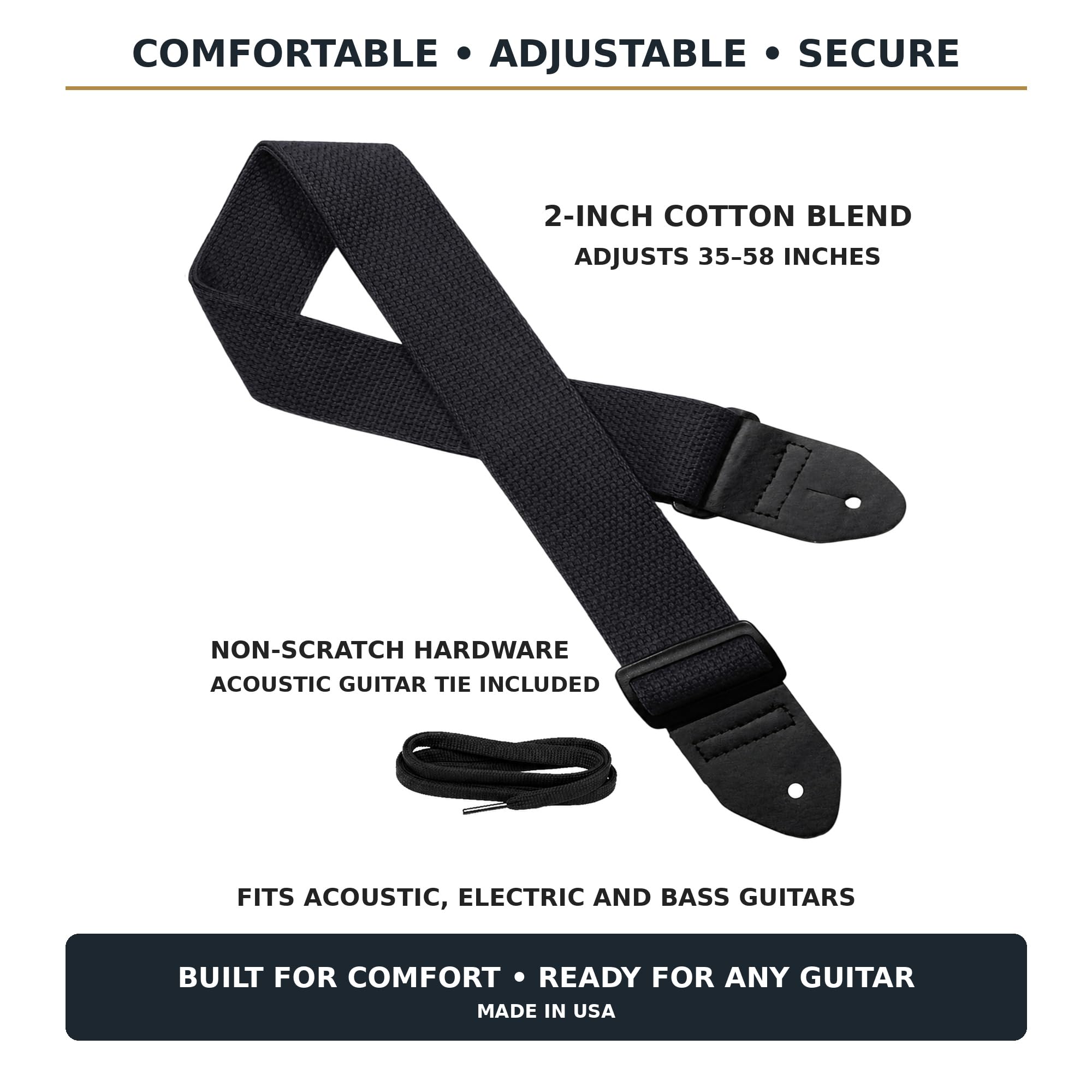 Legacystraps Christian Guitar Strap 2 Inch Wide Cotton Strap with Carpenters Cross Design