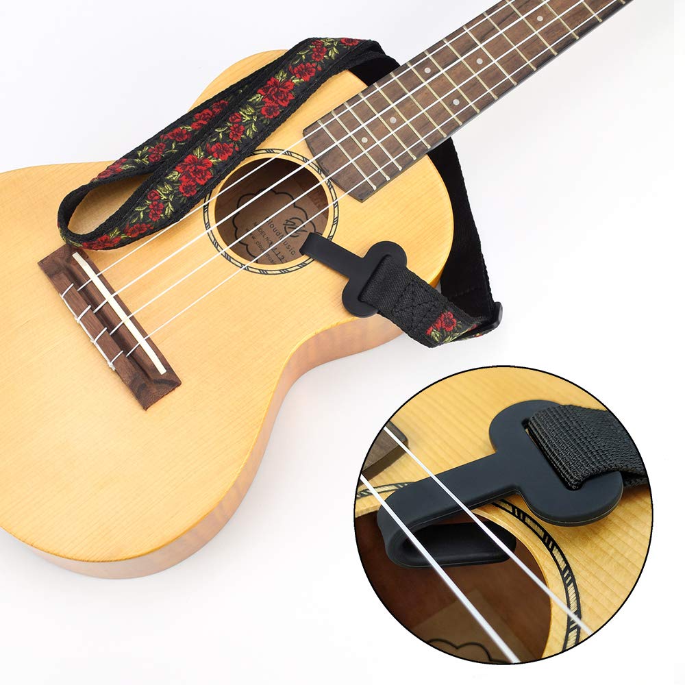 CLOUDMUSIC Ukulele Strap Clip On Red Roses