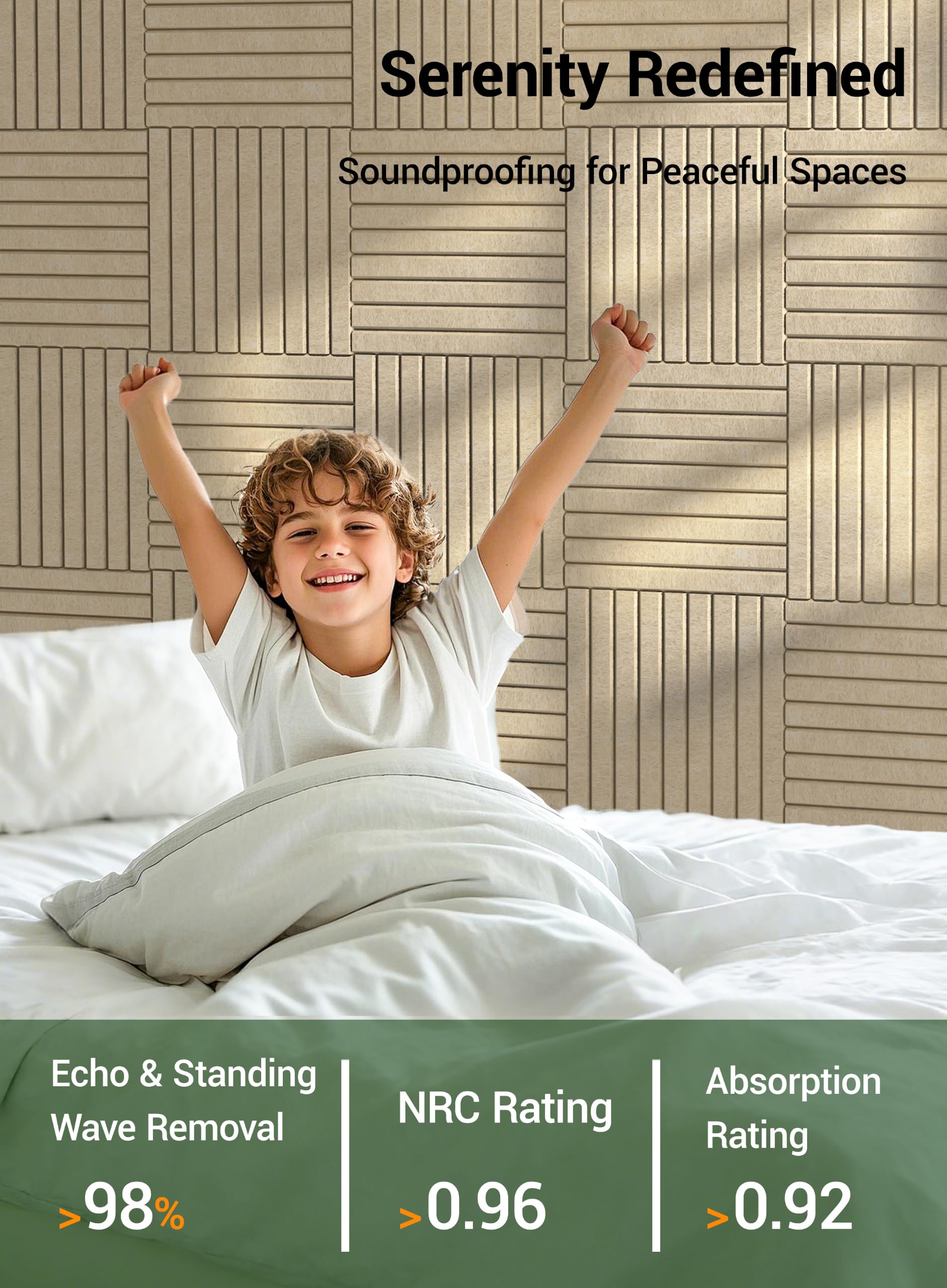 Waister Soundproof Wall Panels, 12‑Pack, 0.47 Inch Thick -Deep Camel