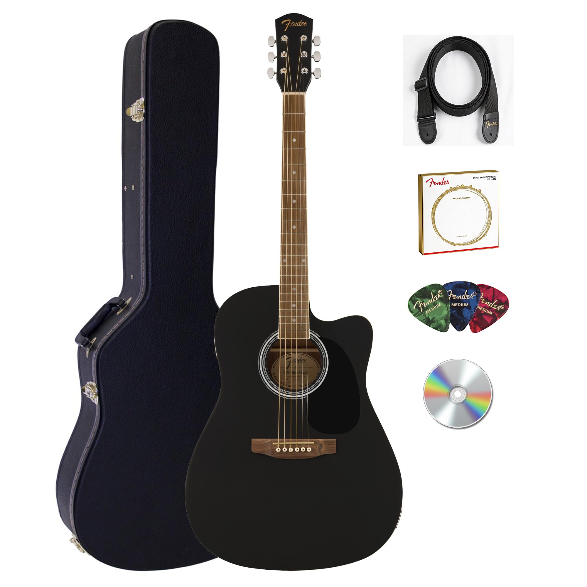 Fender FA-25CE Dreadnought Acoustic-Electric Guitar – Black