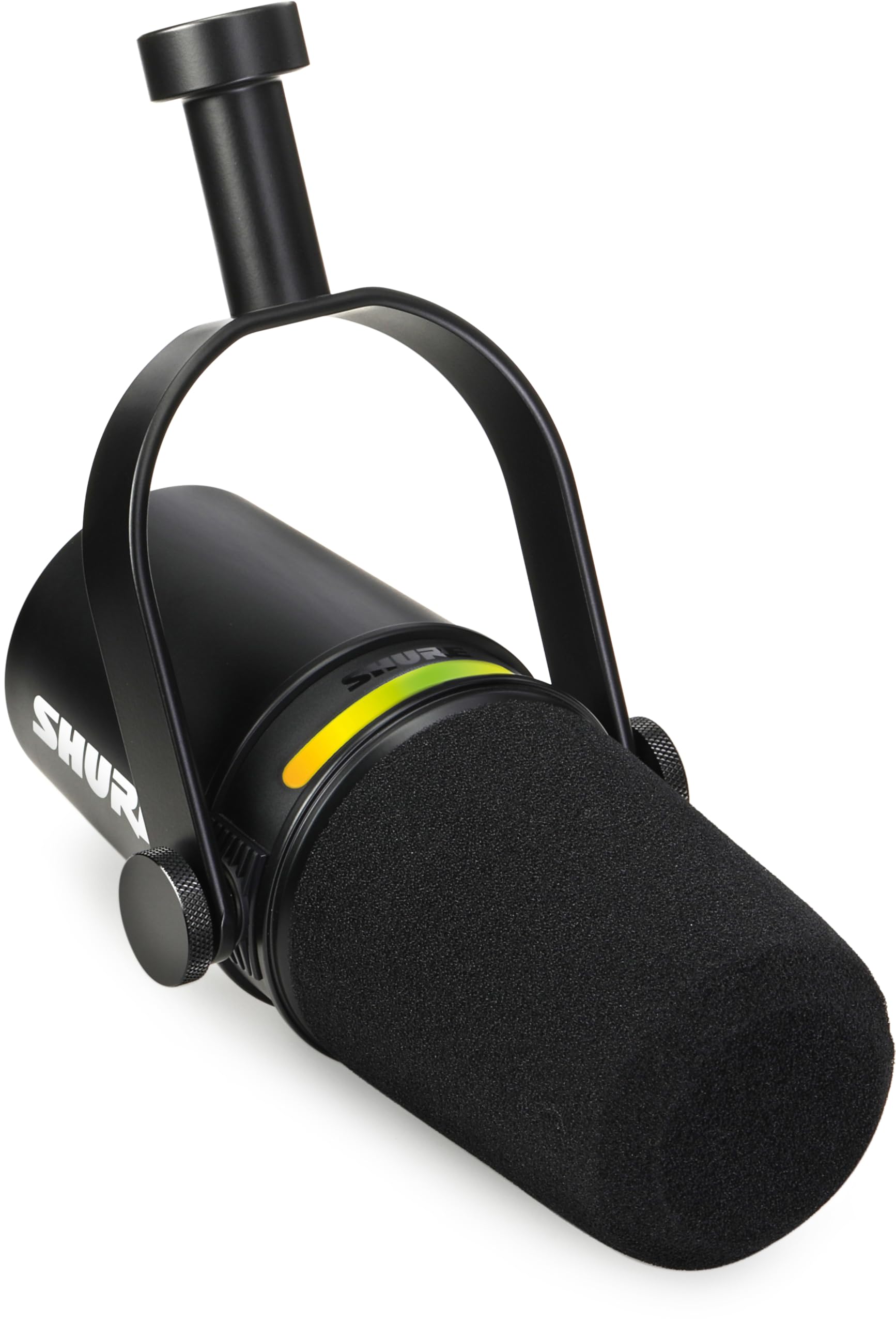 Shure MV7+ Podcast Dynamic Microphone with Low Profile Mic Stand. OBS Certified, Enhanced Audio, LED Touch Panel, USB-C & XLR Outputs, Auto Level Mode, Digital Pop Filter, Reverb -Black