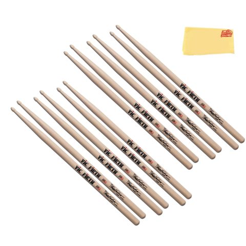 Vic Firth Signature Series Peter Erskine Ride Stick Drumsticks – 6-Pack Bundle with Austin Bazaar Polishing Cloth