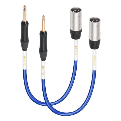Devinal [20 AWG Silver-Plated OFC XLR to 1/4″ TS Cable, Hi-Fi Grade Unbalanced 6.35mm Mono Quarter inch to XLR Male Interconnect Cord for Amplifiers, Instruments 1ft 2pack