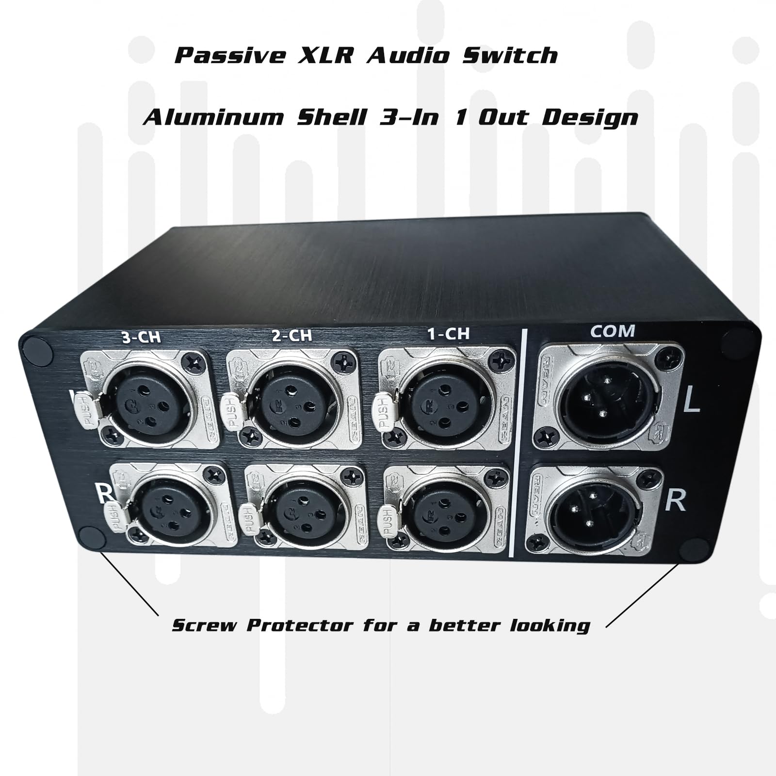 WisWinDa 3-IN-1-OUT XLR Pro Audio Switch Balanced Audio Converter 3 Channel HiFi Stereo Passive Audio Selector Switcher Box No Loss Switching Aluminum Shell Quality XLR Connector (3-IN-1-OUT)