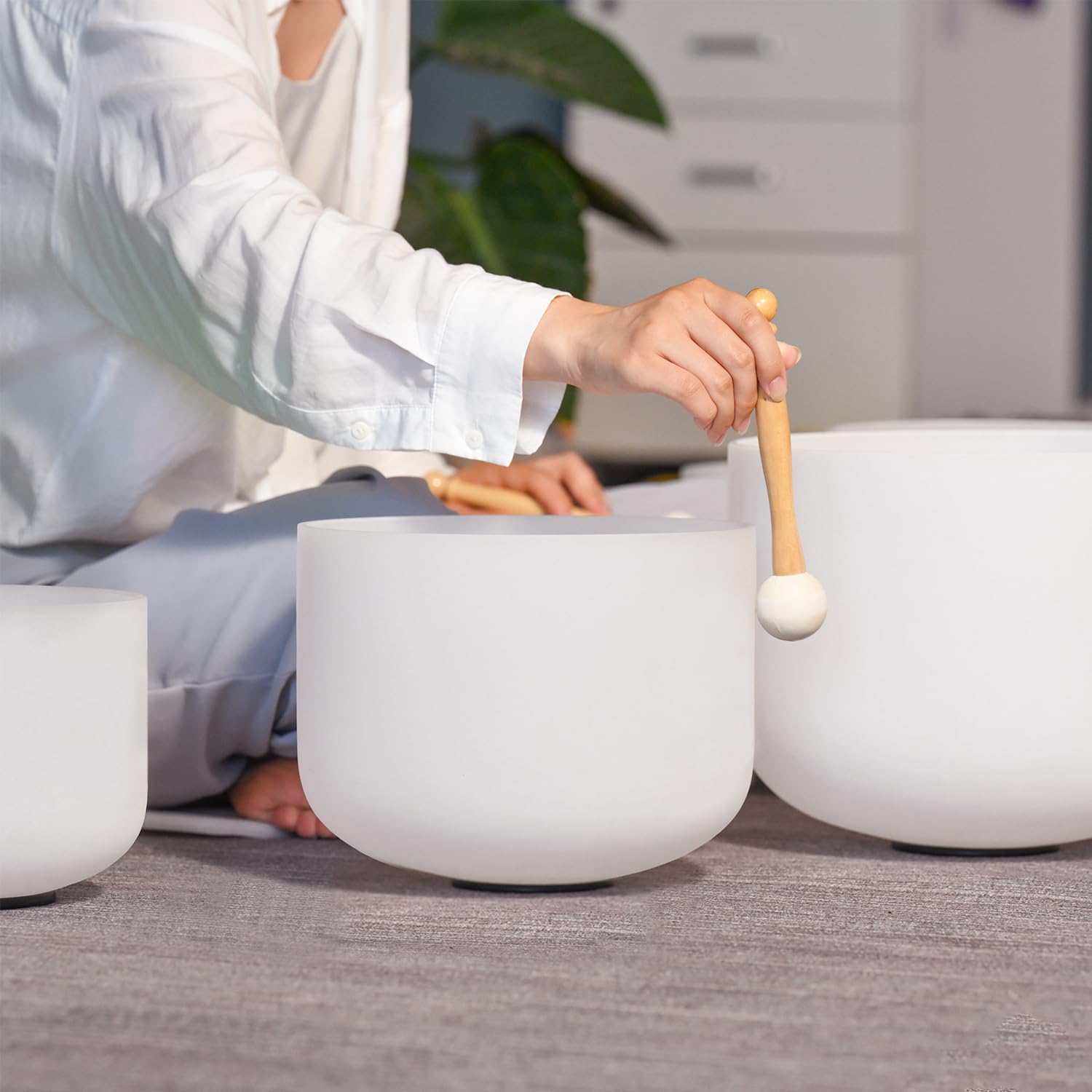 Lycrystal Crystal Singing Bowl Set of 4 PCS, 6″A, 8″ F,10″ G,12″ C