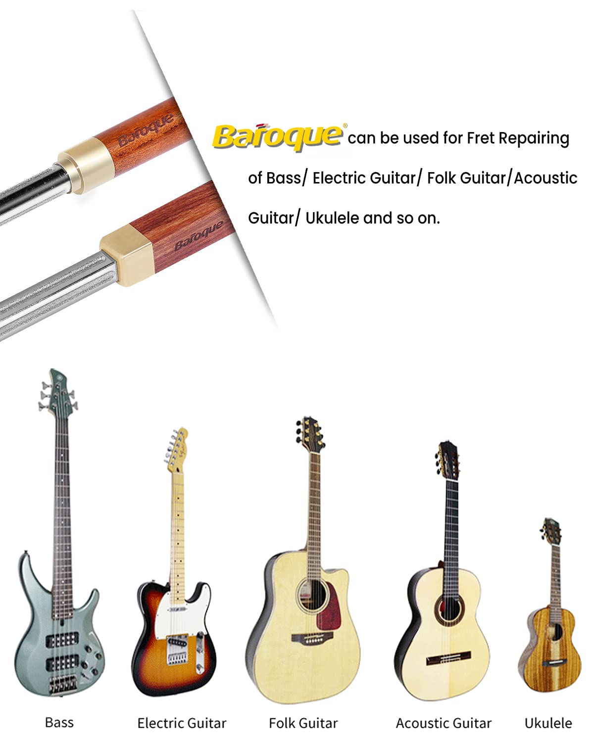 Baroque Diamond Fret Crowning File – 4th Gen Guitar Tool with 3 Radius Slot