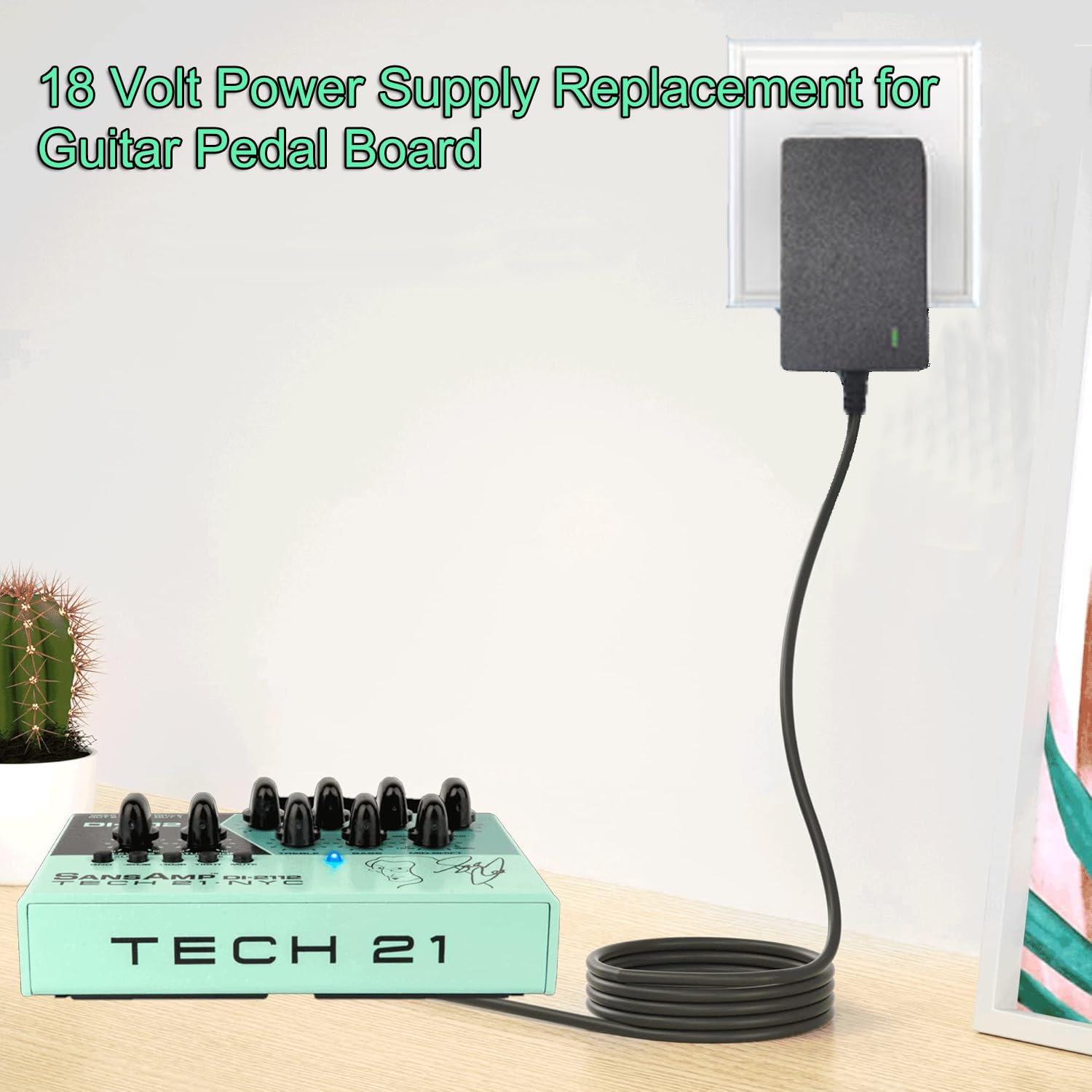 18V 1A Guitar Pedal Power Supply Compatible with Dunlop MXR Guitar Pedal,18V DC Regulated Power Supply Center Negative Plug for JOYO JP-01 JP-02 Effect Pedal Cord