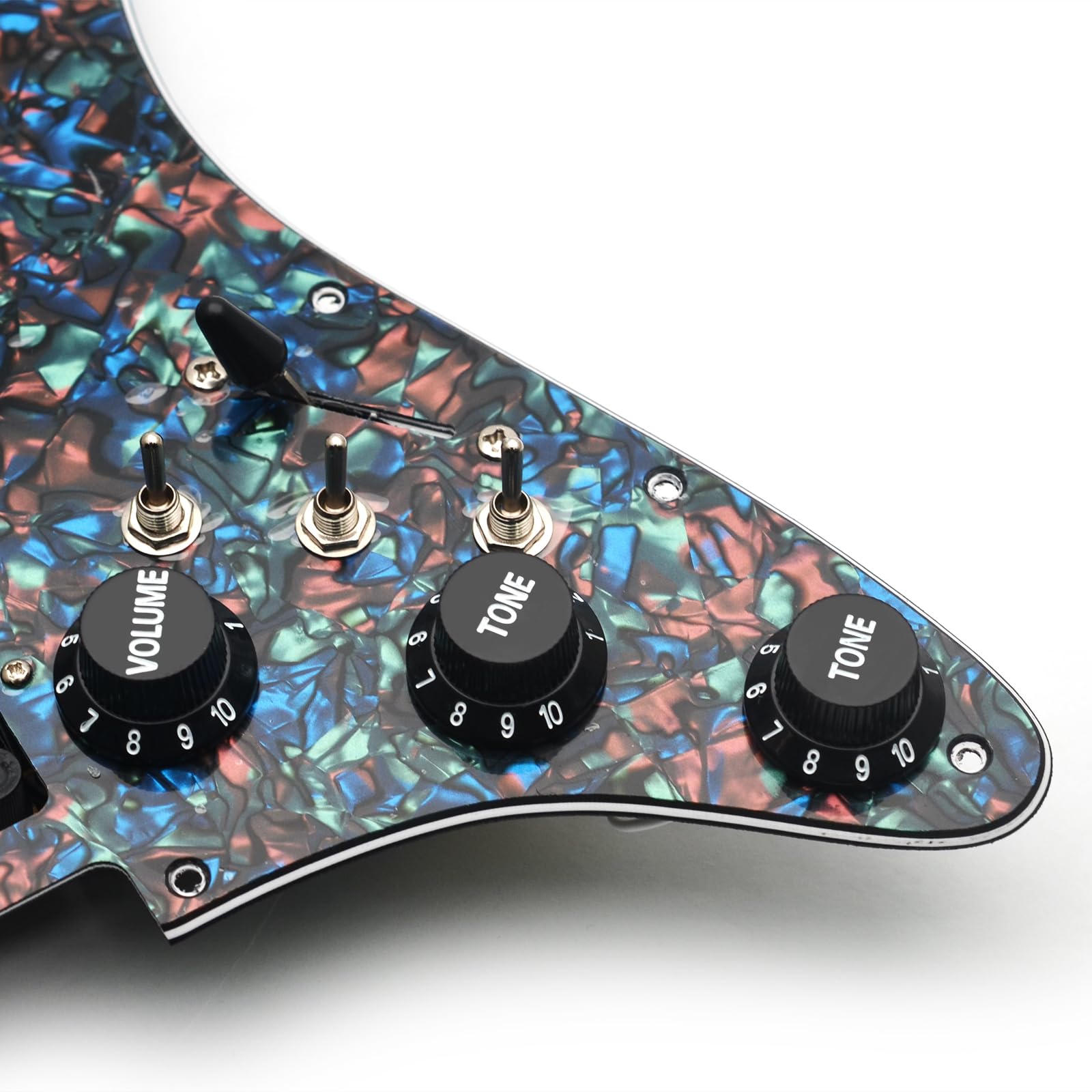 SSH-Coil Splitting Electric Guitar Pickguard Two Mini Humbucker + ONE 4 Coil Pickup High Output-(9K/9K/18K) Loaded Prewired Scratchplate (Abalone Pearl, SSH)