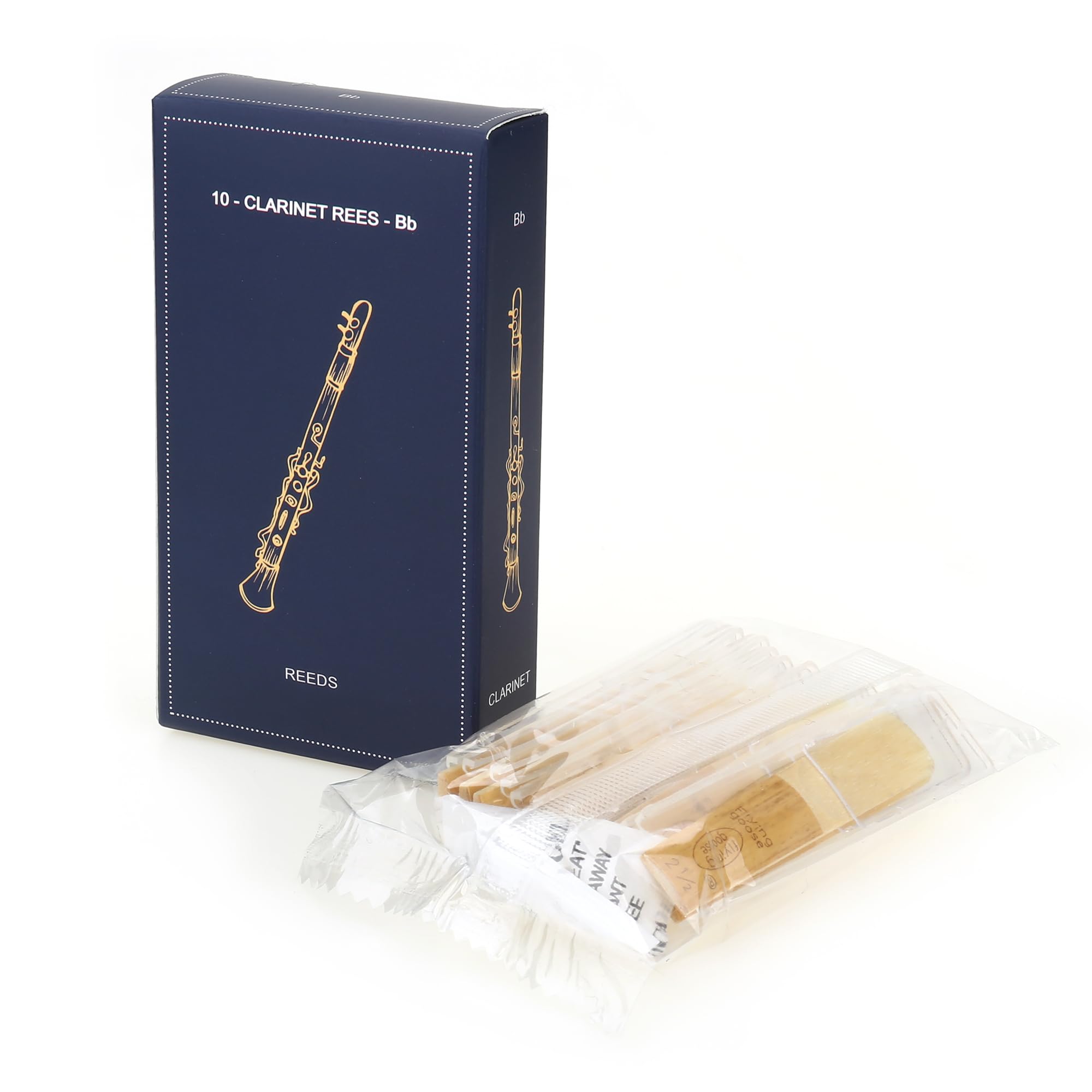 JEEUE Bb Clarinet Reeds Strength 2.5, 10 Pack Traditional Cane