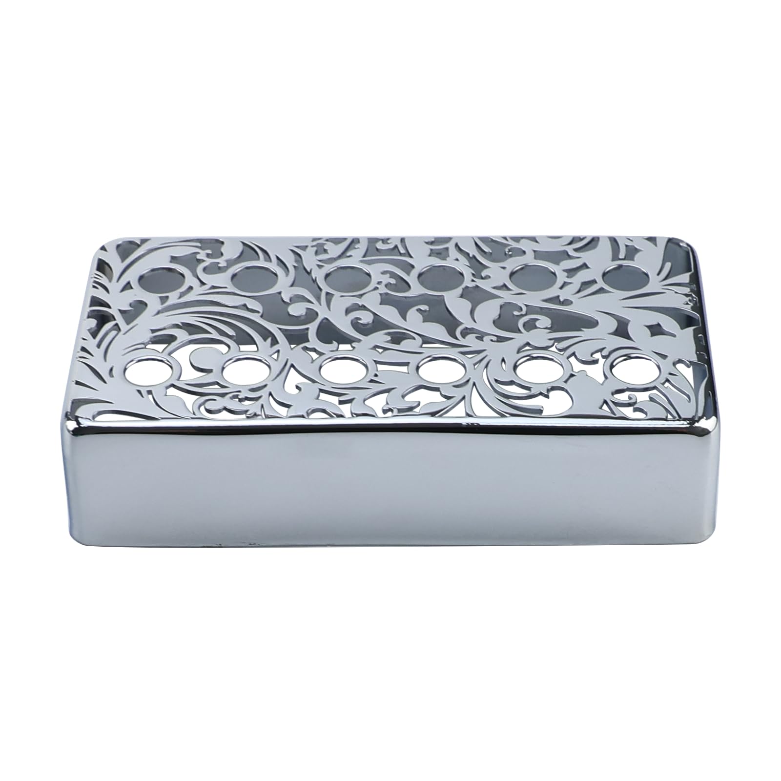 OVSAL Brass Electric Guitar Pickup Covers Chrome 52mm Pole Spcing 6 String Guitar Bridge Pickup Covers Humbucker Compatible with Les Paul Lp Electric Guitar Replacement Parts