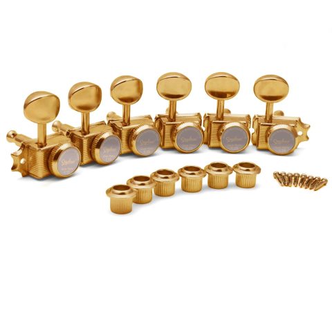 SAPHUE 6 Inline Guitar Tuning Keys Vintage Electric Guitar Lock String Tuners Locking Tuning Pegs Machine Heads Replacement for ST TL Style Electric, Folk or Acoustic Guitars（Gold）