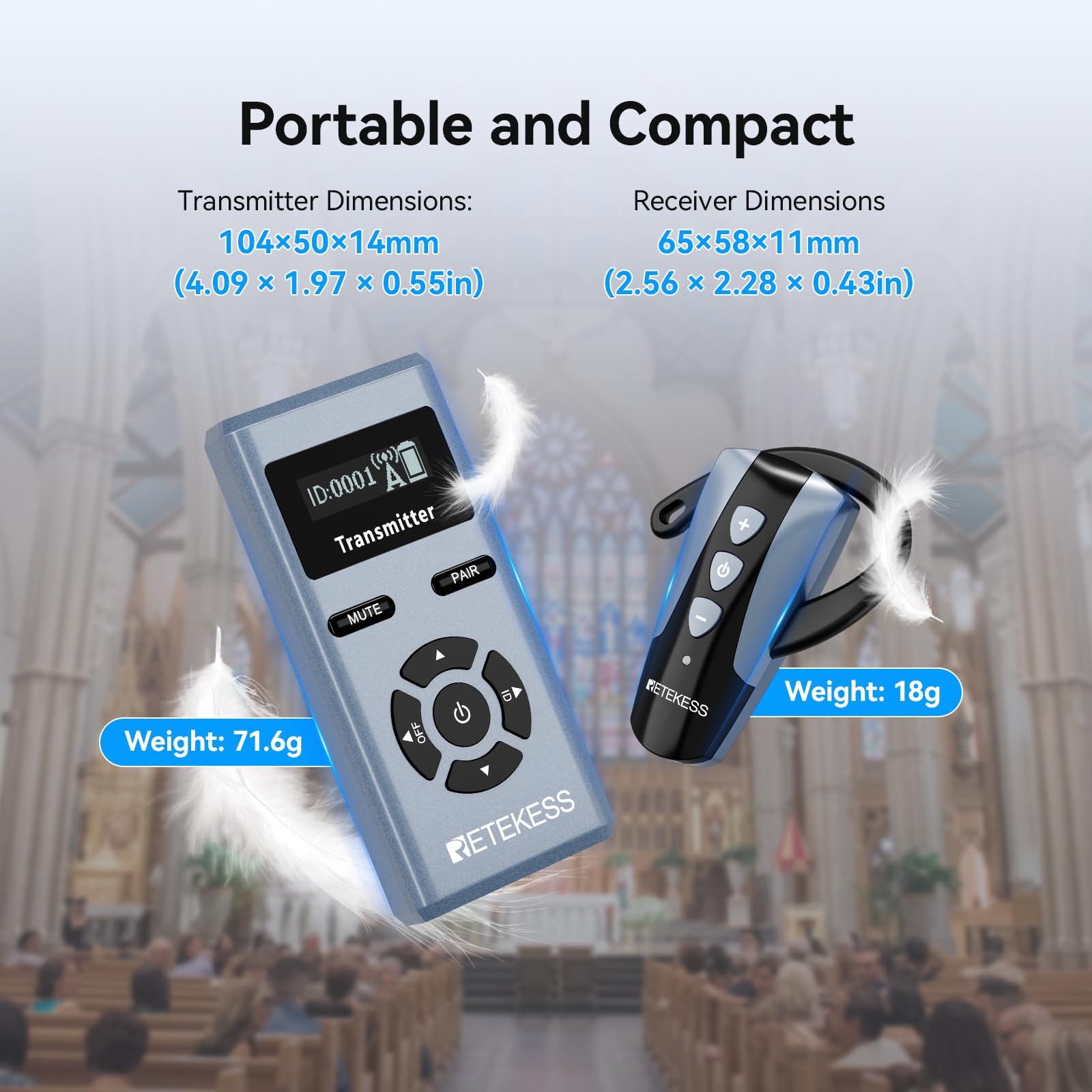 Retekess TT106S Earhook Tour Guide System, Tour Guide Headsets(2TX 30RX)
