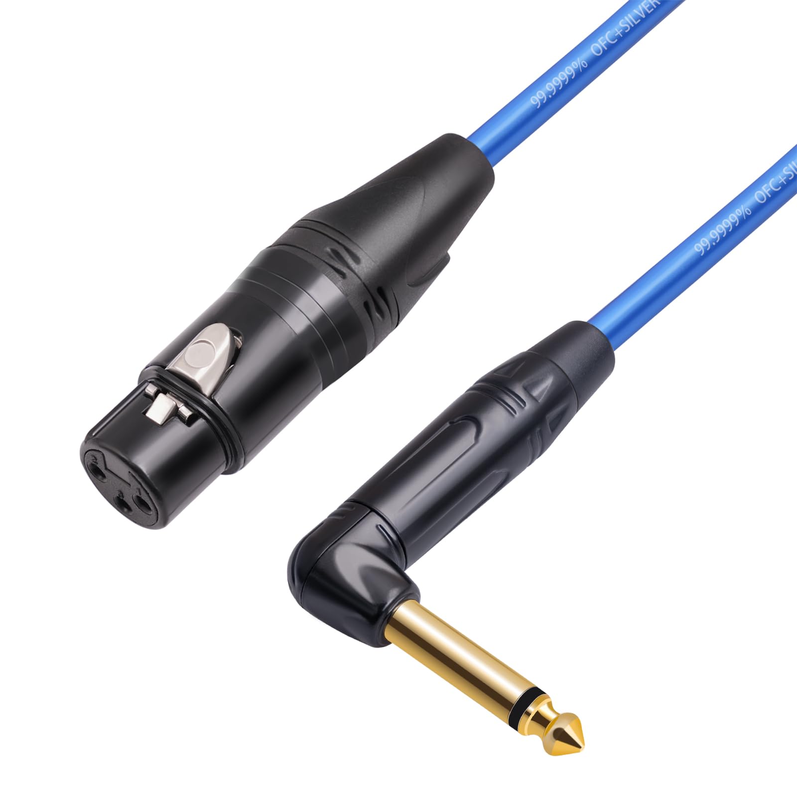 HUALEU 2Pack 3.3Feet XLR Female to 1/4 TS Right Angle,1/4 TS Right Angle to XLR Female Micphone Cable,6N OFC+Silver Plated HI-END Audio Cable for Micphone Mixer