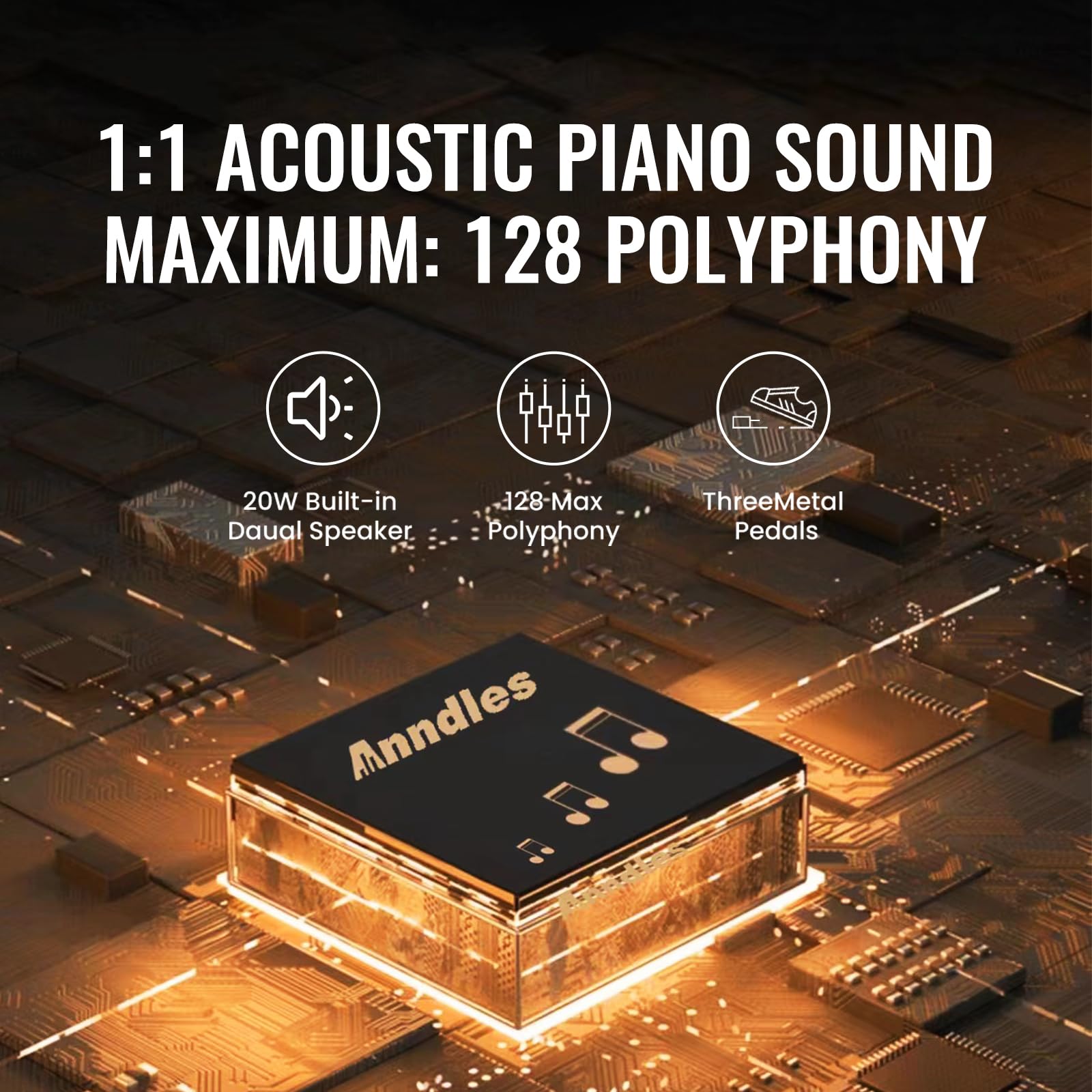 Anndles Keyboard Piano,Digital Piano Weighted For Beginner,Electric Piano 88 Keys,USB MIDI and Headphone Jack,Three Pedal