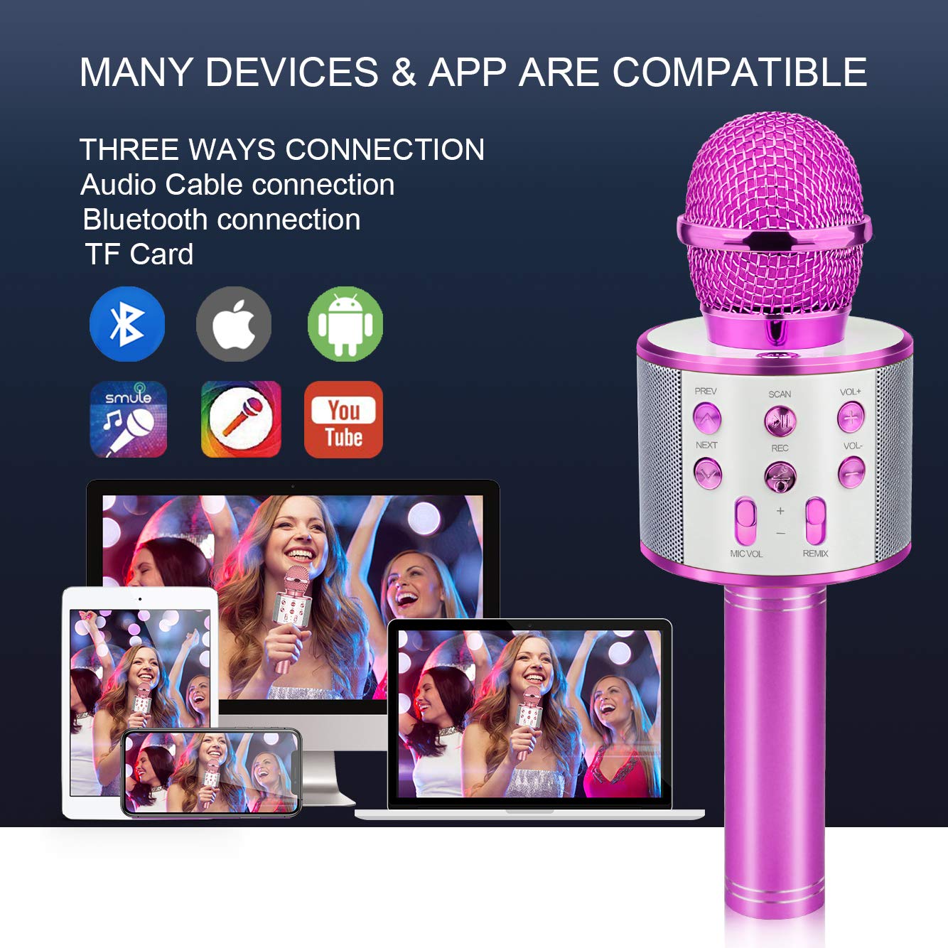 Viposoon Popular Toys for 4-12 Year Old Girls, Wireless Bluetooth Microphone for Kids Music Toy for 5-11 Year Old Kids Girl Party Gift Age 4-12 Girl