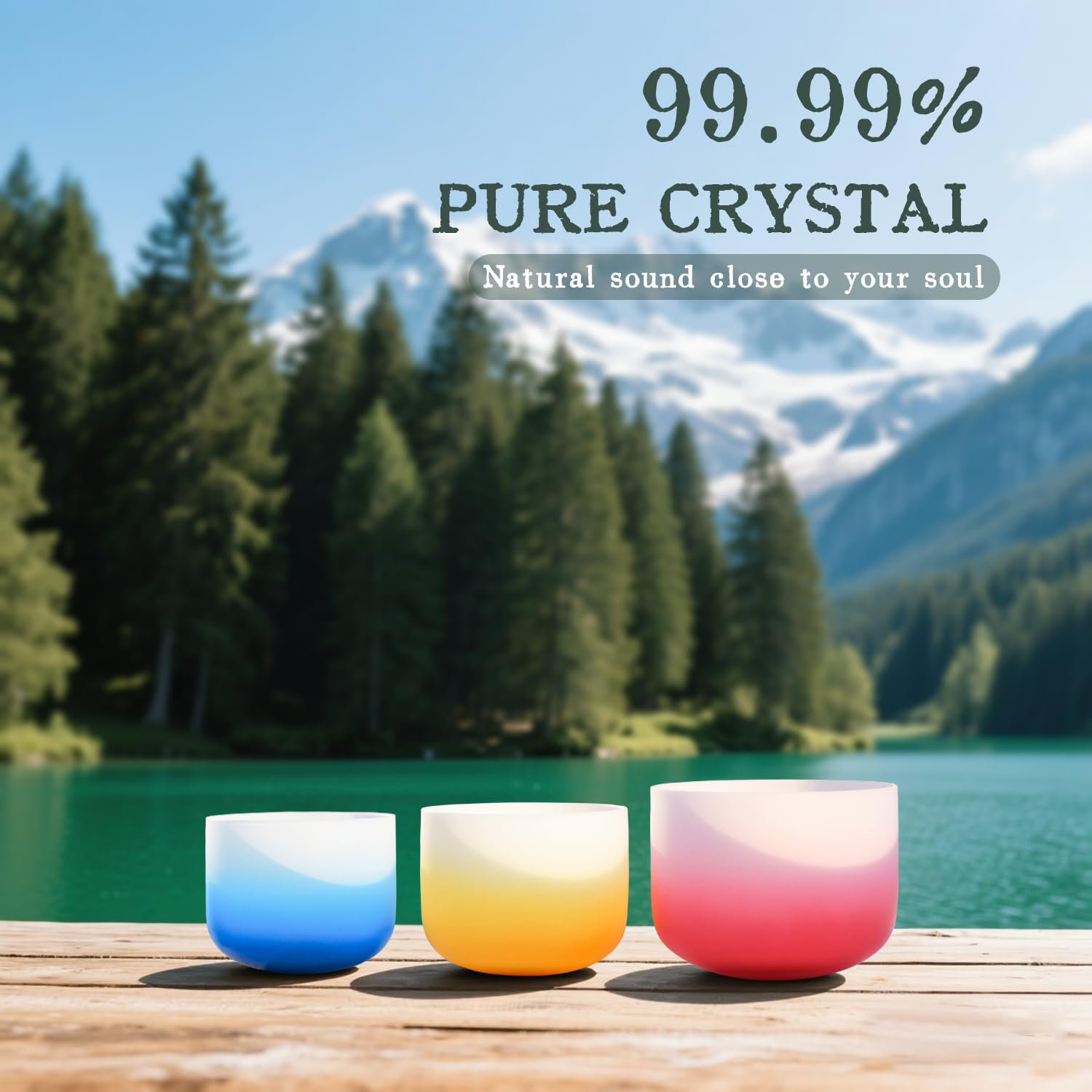 Lycrystal 432HZ PCS Aria Gradient Crystal Singing Bowl Set of 3,GEC Note