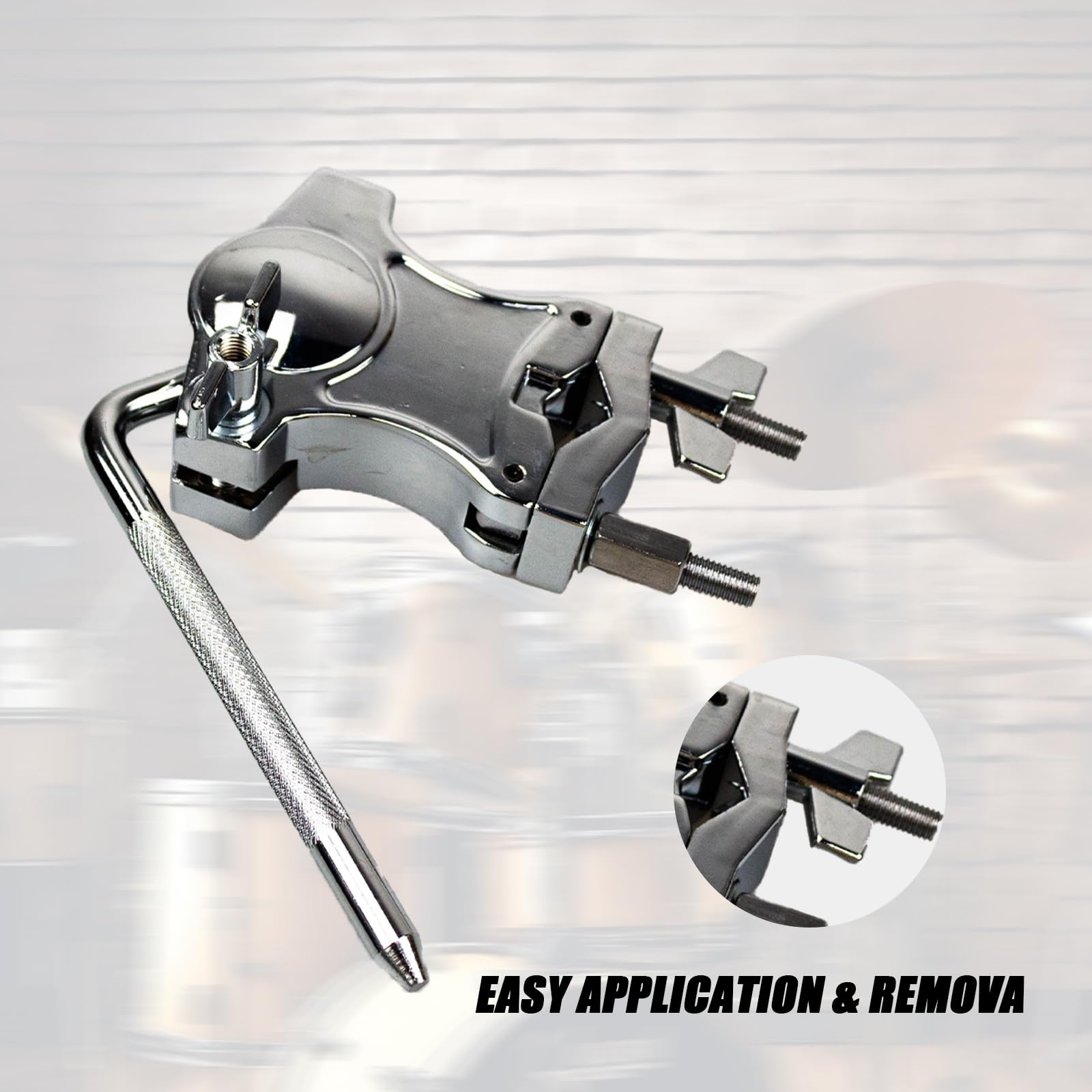 L-Rod Cowbells Clamp, Adjustable Percussion Drum Set Extension Clip, Drum Clamp Cowling Mounting Bracket Expansion Clamp for Toms, Clappers Tambourines, Mini Timbales