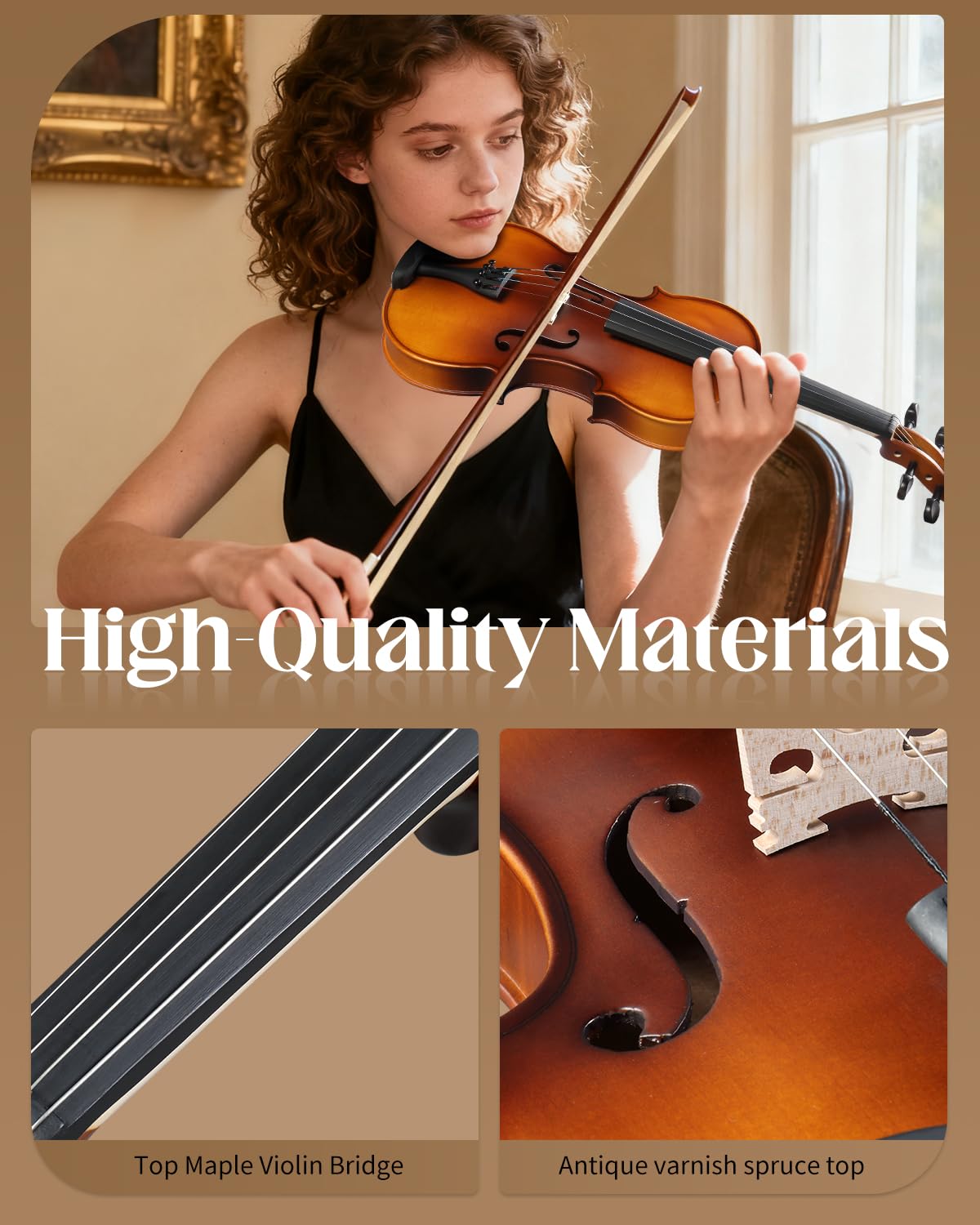Ktaxon 4/4 Violin Solid Wood, Full Size Acoustic Fiddle Set (Matte)