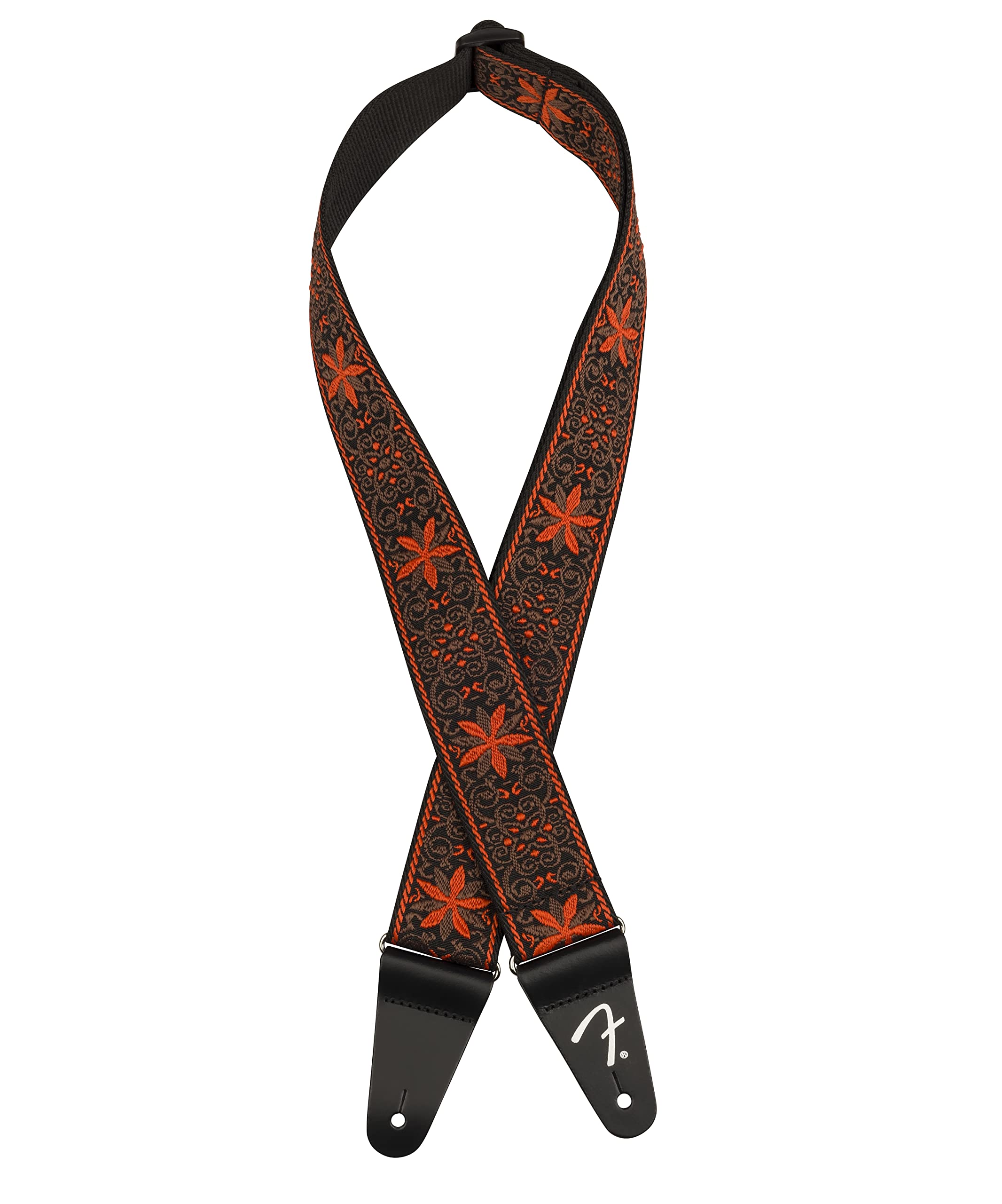 Fender 0990638028 Pasadena Woven Guitar Strap, Guitar Accessories, with 1-Year Warranty, Adjustable Length from 34″ to 59″, Leather Ends, 2in, Orange Wallflower