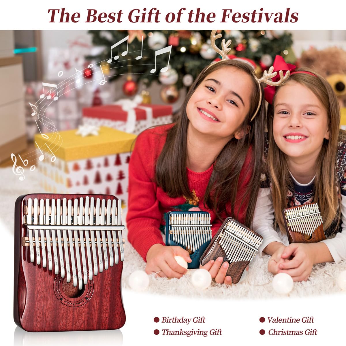Kalimba Thumb Piano 17 Keys Finger piano (Wine red)