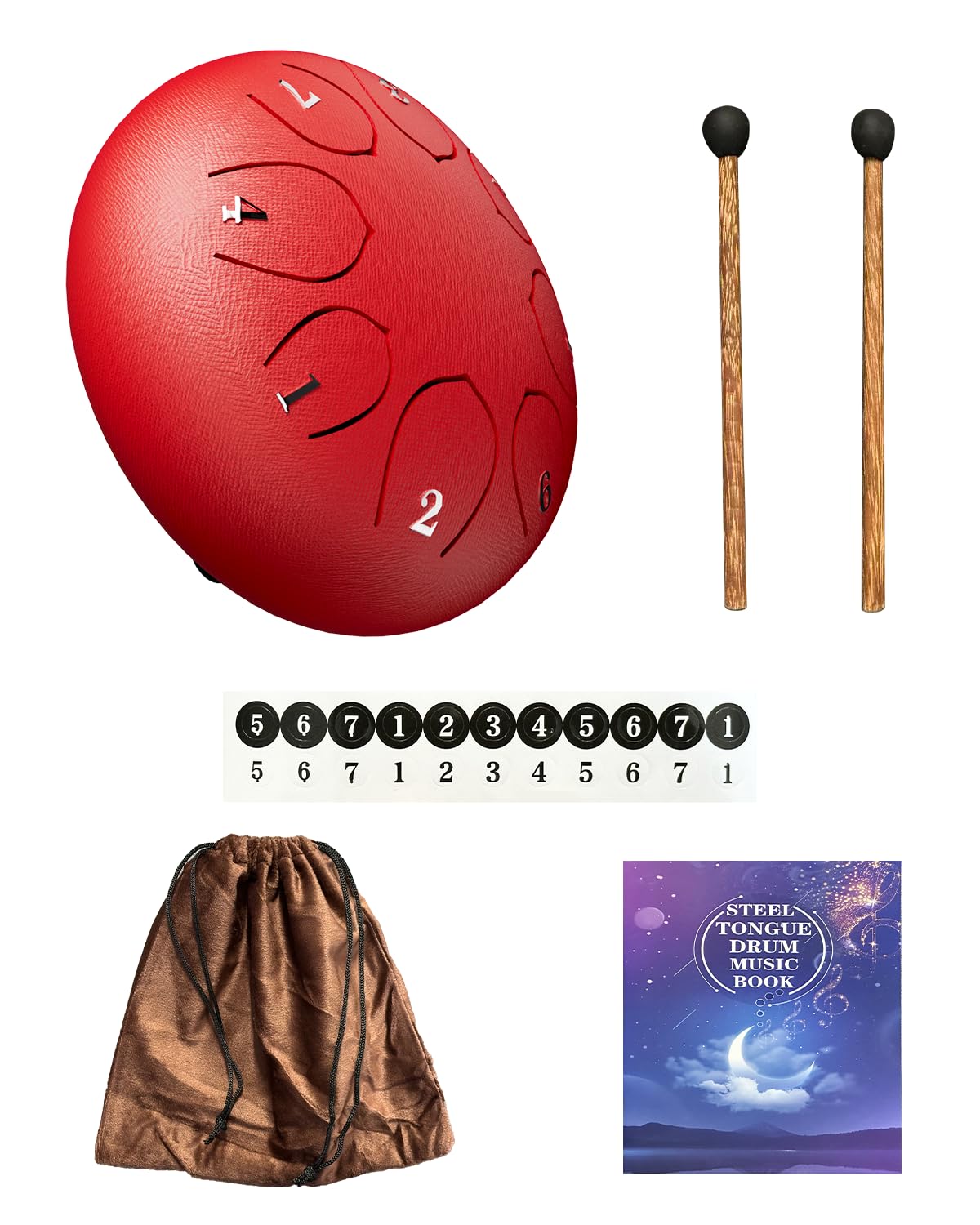 Cossain Steel Tongue Drum, 6 Inches 8 Notes Tongue Drum, B Major Rain Drum for Outside, Meditation & Yoga, Percussion Music Gift for All Ages
