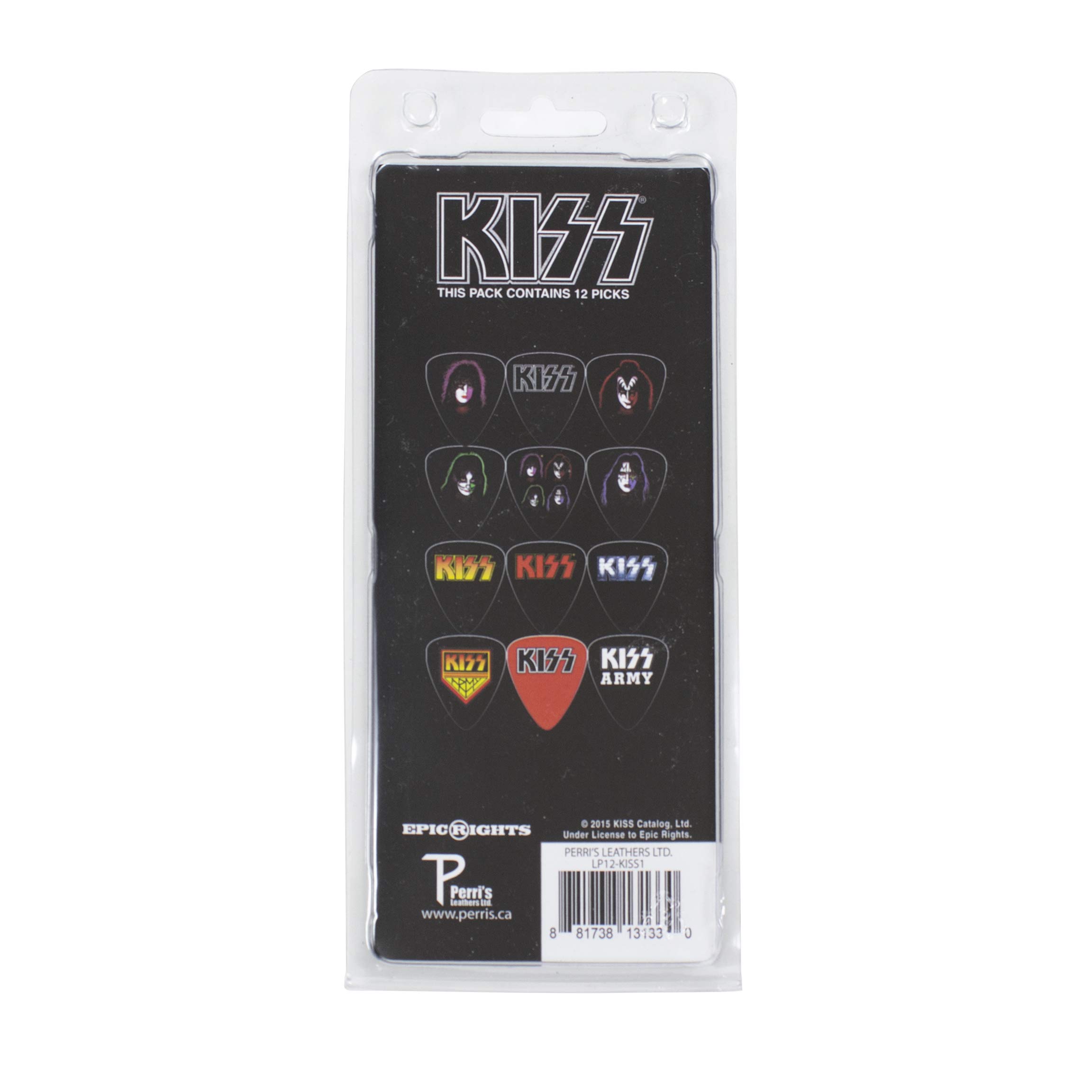 Perri’s Leathers Ltd. – Guitar Picks – Celluloid – KISS – Official Licensed Product – Assorted Designs – Medium 0.71mm – 12 Pack – For Acoustic/Bass/Electric Guitars – Made in Canada (LP12-KISS1)