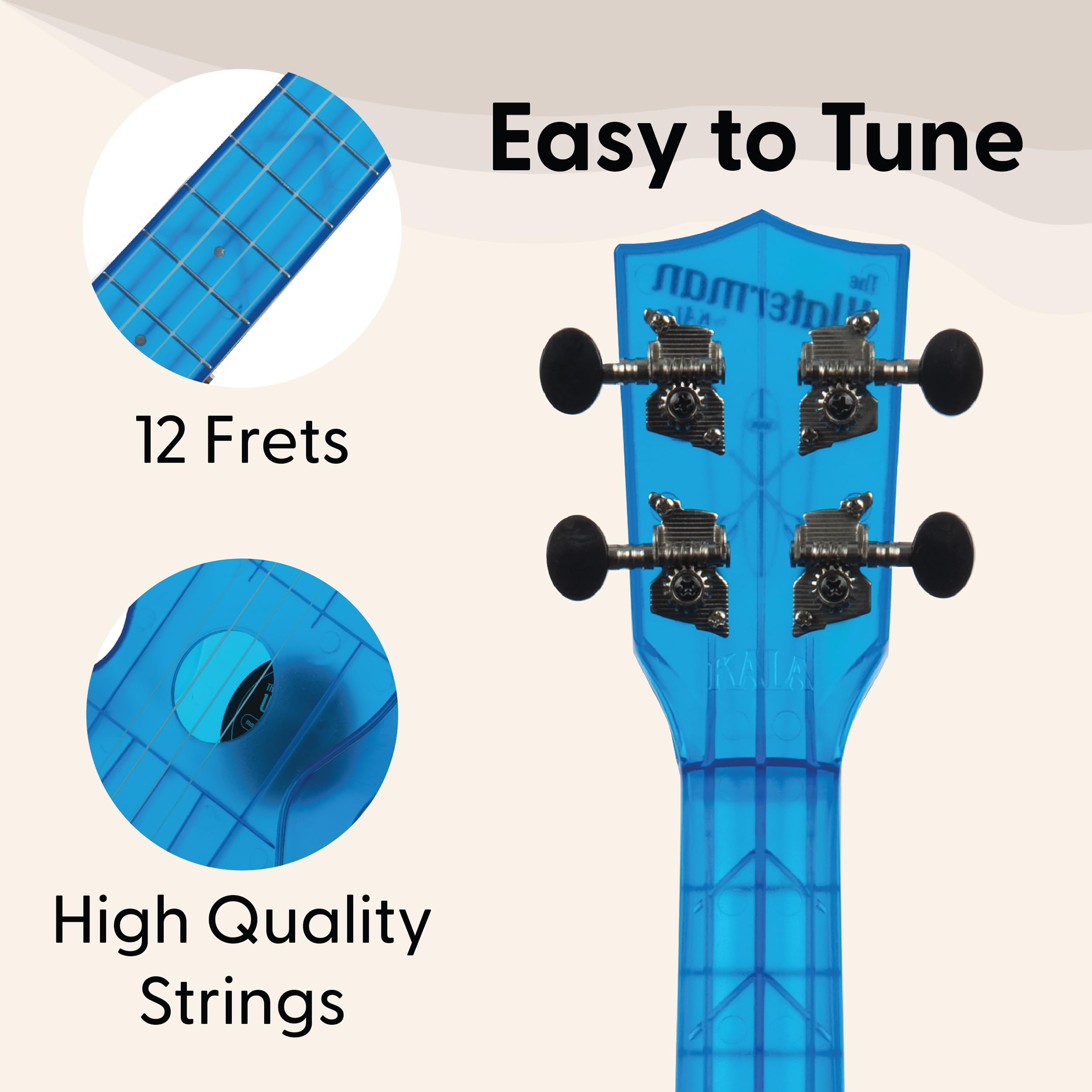 Kala KA-WMT Soprano Waterman Sea Glass Ukulele – Cobalt Blue