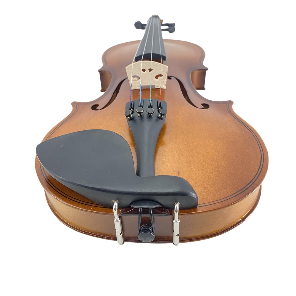 Vetimobato Handmade 4/4 Full Size Violin Set – Solid Flame Maple Back & Sides Spruce Top Ebony Fittings Complete Kit with Case Bow Shoulder Rest Strings for Beginners (Matte Open Box, 4/4)