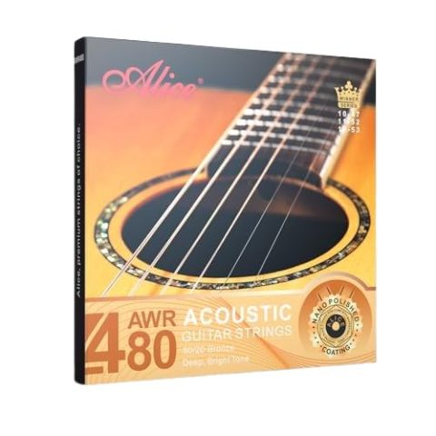 Alice Guitar Strings – Acoustic Guitar Strings – 80/20 Bronze – For 6 String Guitar – Balanced, Bright Tone – Custom Light, 11-52