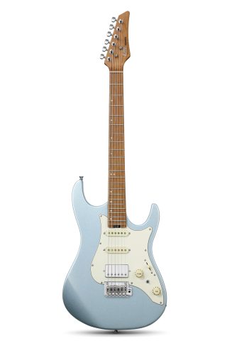 Donner 39 Inch Electric Guitar, DST-550 Solid Double-cut Poplar Body Electric Guitar for Intermediate & Pro Players, 7 Tone-switching Options & Tremolo Bridge, Bonus Bag, Ice Blue