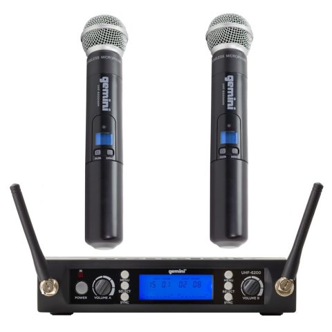 Gemini UHF Dual Wireless Handheld Microphone System (UHF-6200M)