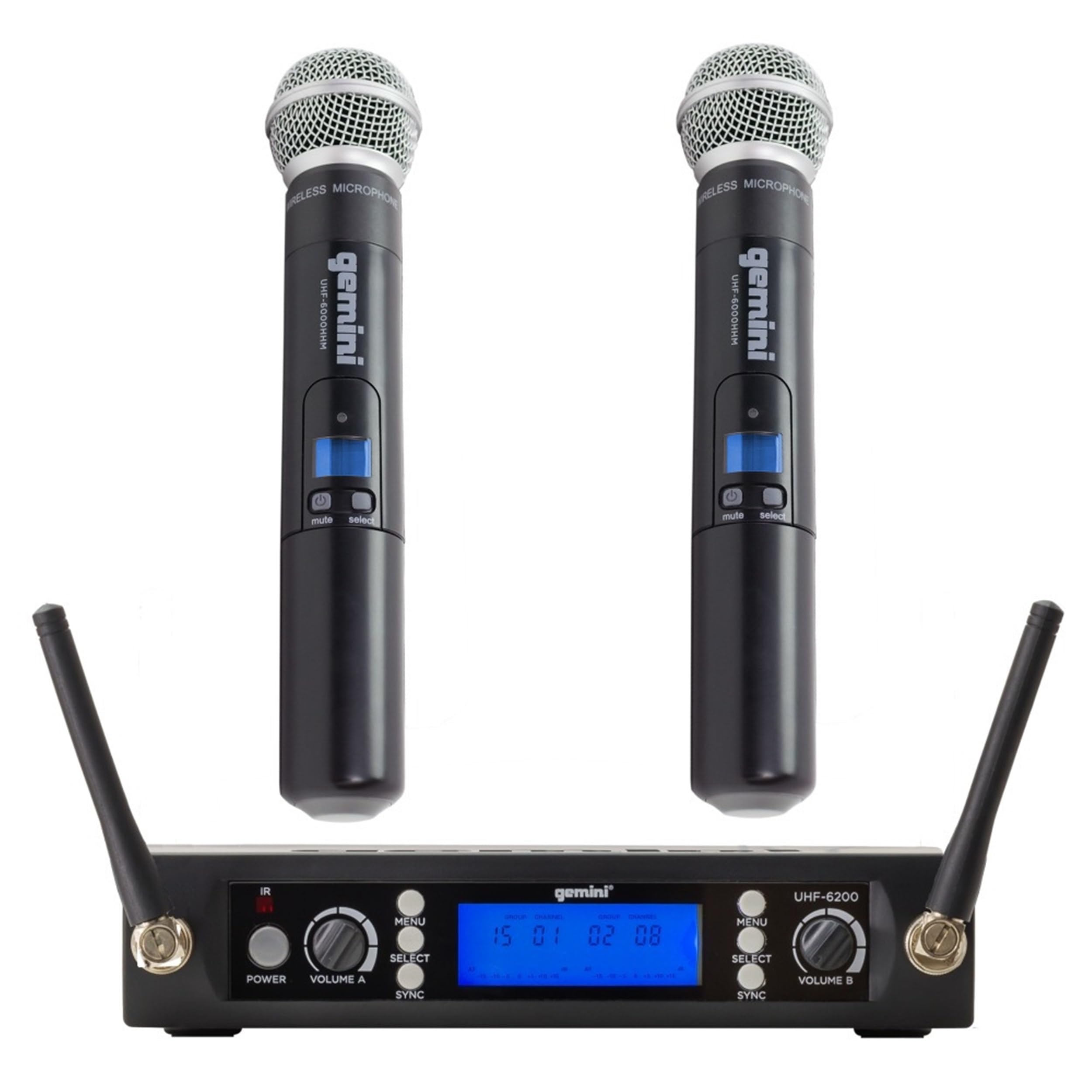 Gemini UHF Dual Wireless Handheld Microphone System (UHF-6200M)