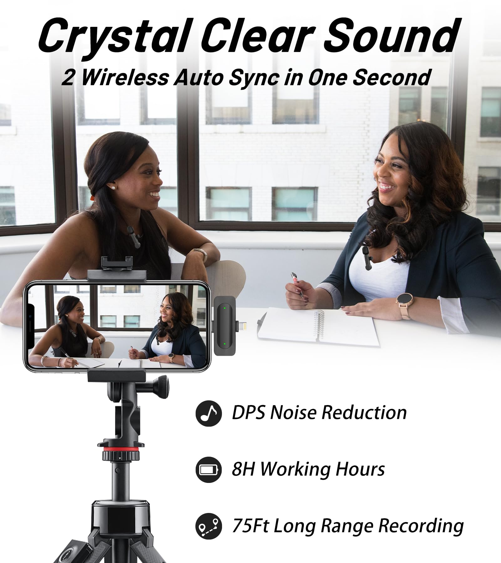 NPTCL Wireless Mini Microphone for iPhone PC, USB Type C Lavalier Lapel Mic