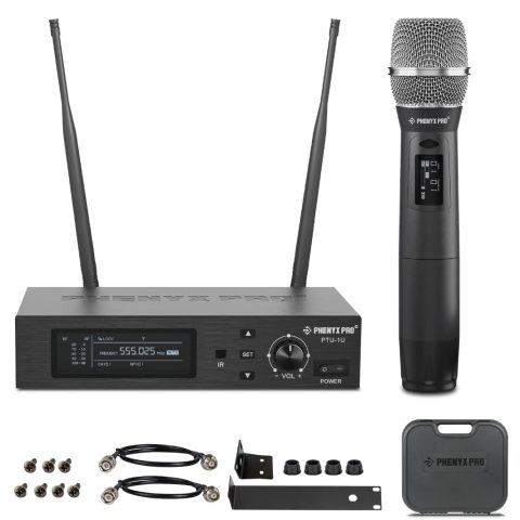 Phenyx Pro Single UHF True Diversity Auto Scan Wireless Mic System PTU-1U