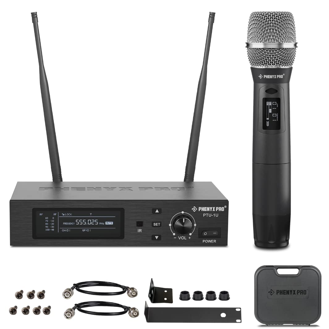 Phenyx Pro Single UHF True Diversity Auto Scan Wireless Mic System PTU-1U