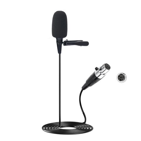JTLAU Lavalier Microphone, Cardioid Condenser Clip On Microphone, Lapel Microphone Compatible with Shure Microphone Wireless System, Mini 4 Pin XLR Plug, Ideal for Lectures, Theater, Actors