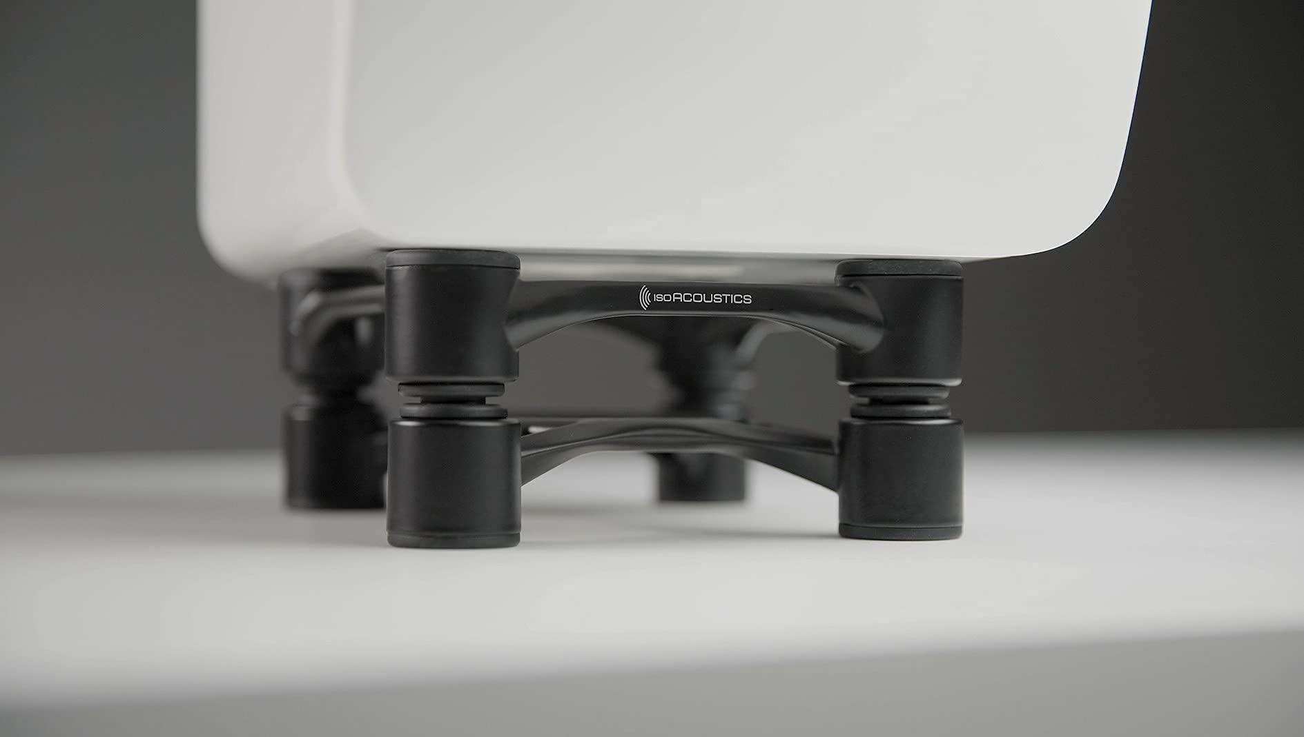 IsoAcoustics Aperta Series Isolation Speaker Stands with Tilt Adjustment: Aperta (6.1″ x 7.5″) Black Pair