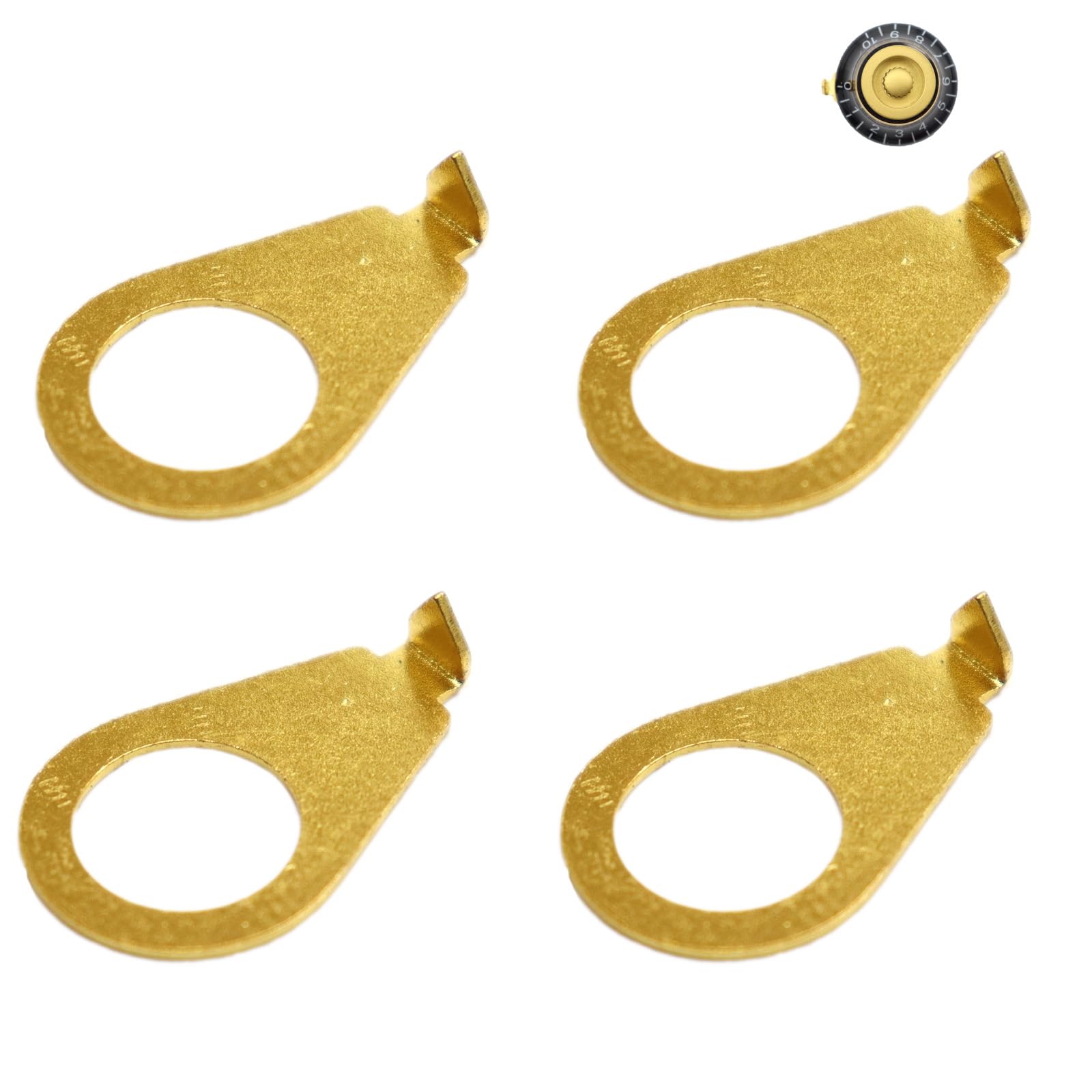 Samherome 4 Pack 3/8″ Guitar Control Knob Position Pointers (9.7mm) for Gibson/Epiphone Les Paul, CTS Pots – Metal Tone Indicators, Universal Fit Electric Guitar Parts (Gold, 3/8″ for USA CTS Pots)