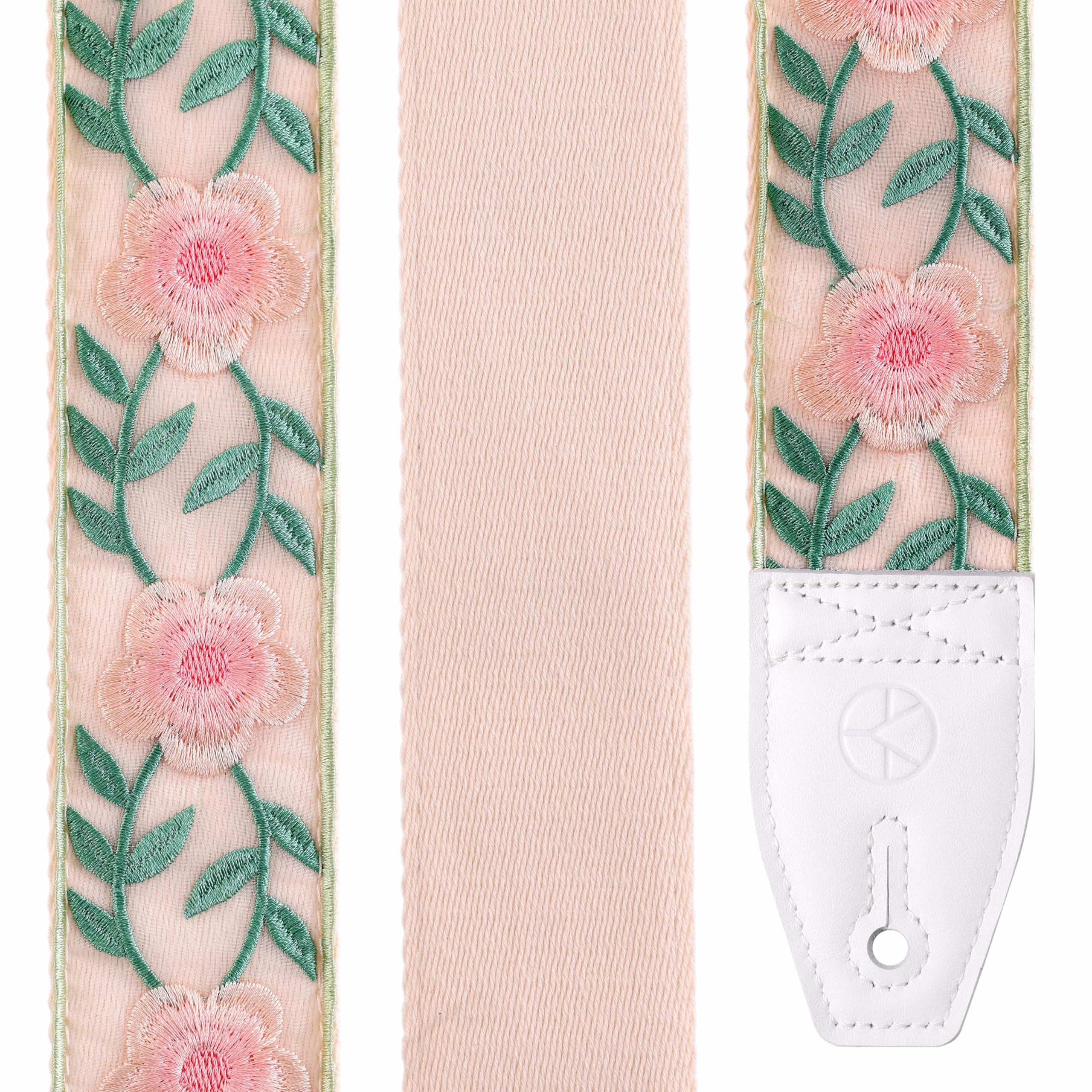 YIKOKO Guitar Strap, Head Layer Cowhide Leather End, 2 Inches Wide, for Acoustic and Bass Electric Guitars, Free Button, 2 Strap Locks and 4 Guitar Picks