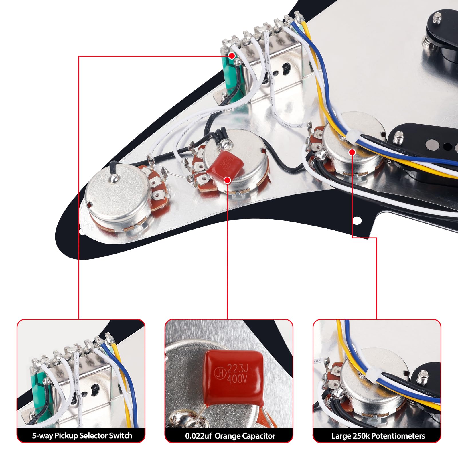 Banworks Loaded ST SSS Pickguard Vintage F ’60s Tones Prewired Pickguard