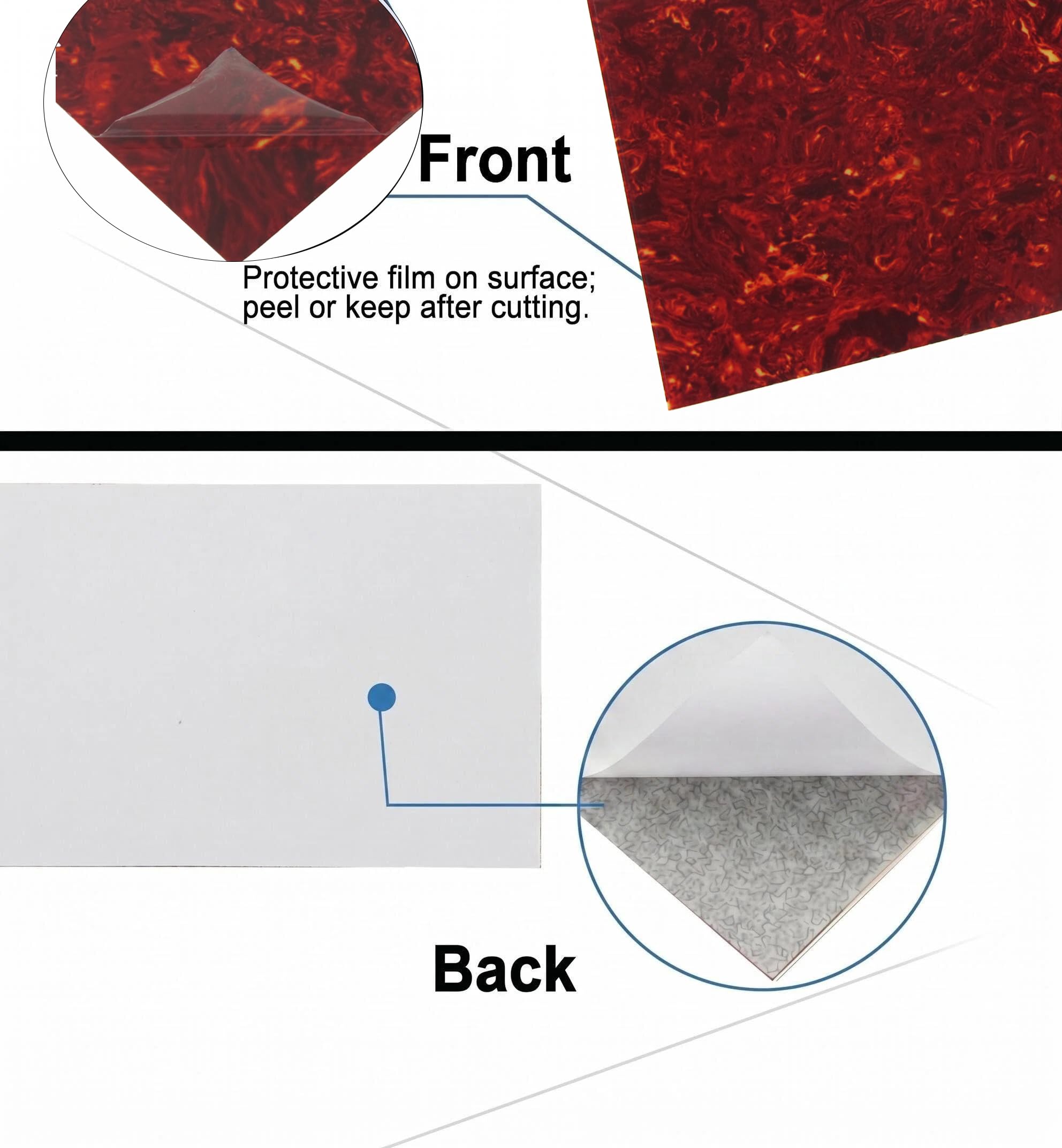 25x20cm Self-Adhesive Acoustic Guitar Pickguard Sheet, Blank DIY Scratch Plate Material Red Tortoise