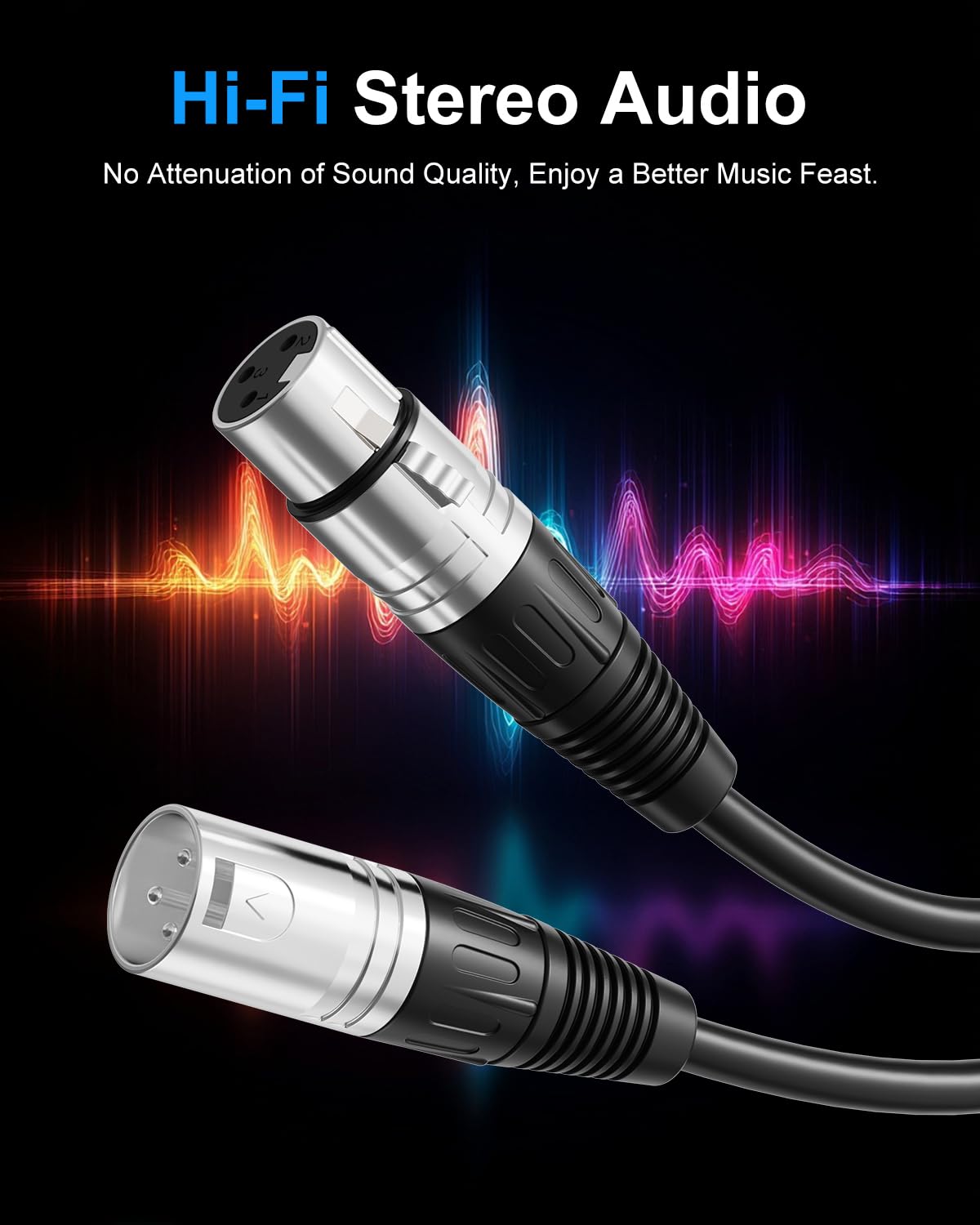 Tnlaile 2‑Pack 6ft XLR Cables, Professional Microphone Cable, Male‑Female