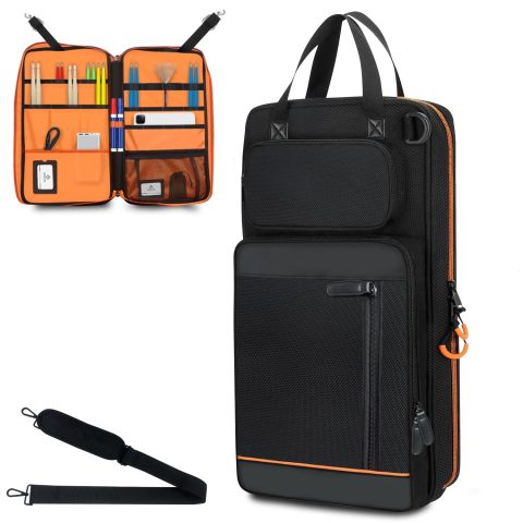 ZYZXSMD 1680D Drum Stick Bag with Hanging Hook,Large Capacity Drumstick Mallet Holder with Adjustable Shoulder Strap for Drumsticks, Mallets, Brushes, Sheet Music, Percussion Accessories