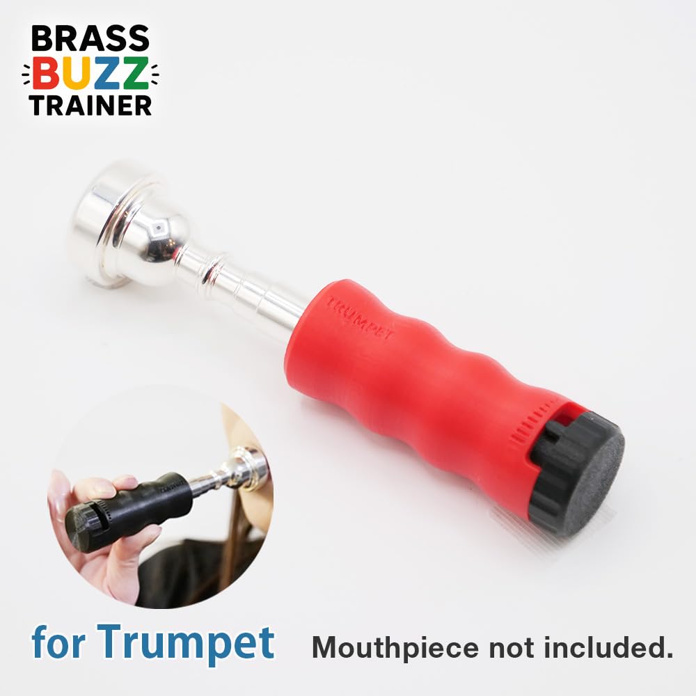 Trumpet Mouthpiece Buzzing Practice Tool – Anywhere Practice & Warm-up – One-Touch Adjustable Resistance – BRASS BUZZ TRAINER (Red)