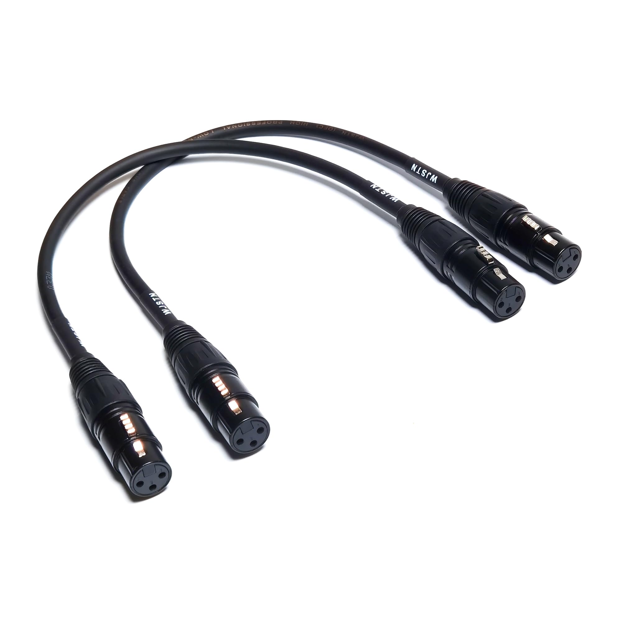 WJSTN Suanqi Microphone Cable XLR Cables, Balanced Microphone Mic Cord 3 Pin XLR Female to Female DMX Cable Patch Cords with 2Pack (1FT), Black.