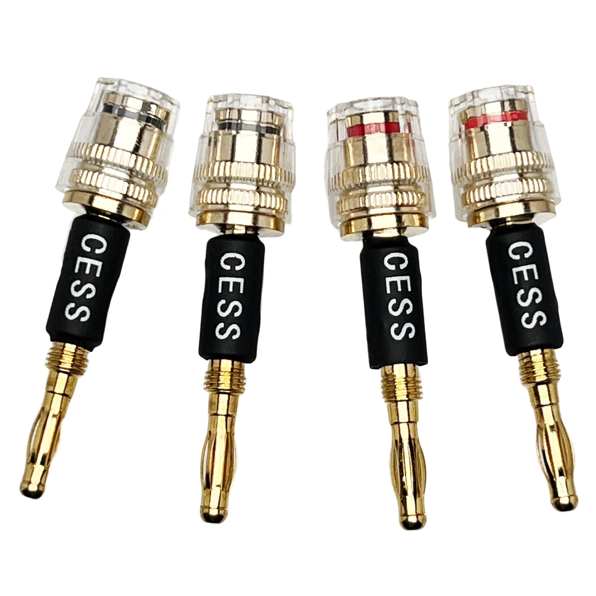 CNCESS Banana Plug Connect to Spade Fork Plug Speaker Cable Adapter, 4 Pack