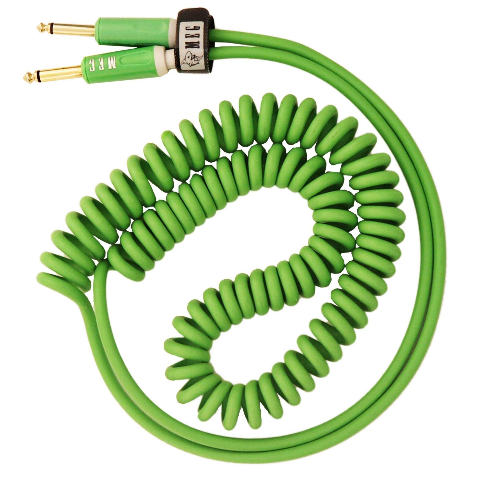 Aestivate 16ft/5m Coiled Guitar Cable Electric Instrument Cable Curly Instrument Cable Stretchable Straight to Straight Dual Straight Plugs(Green)