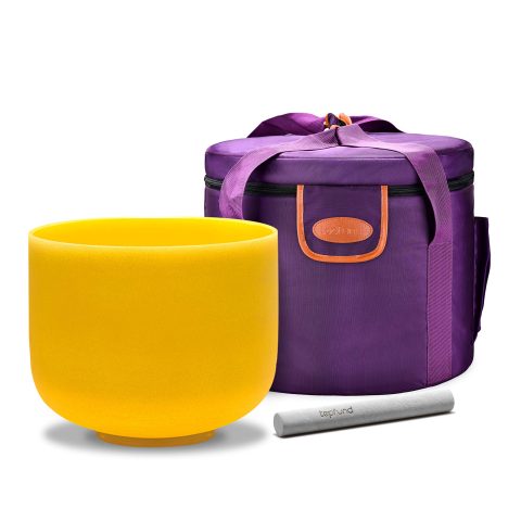 TOPFUND Green F Note Crystal Singing Bowl Heart Chakra 10 inch with Heavy Duty Carrying Case and Suede Mallet